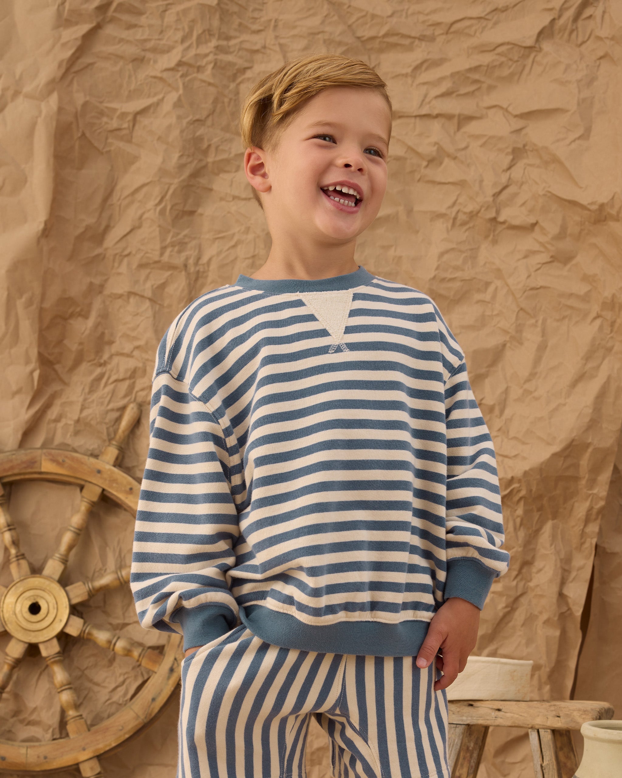 Oversized Crew Marine Stripe