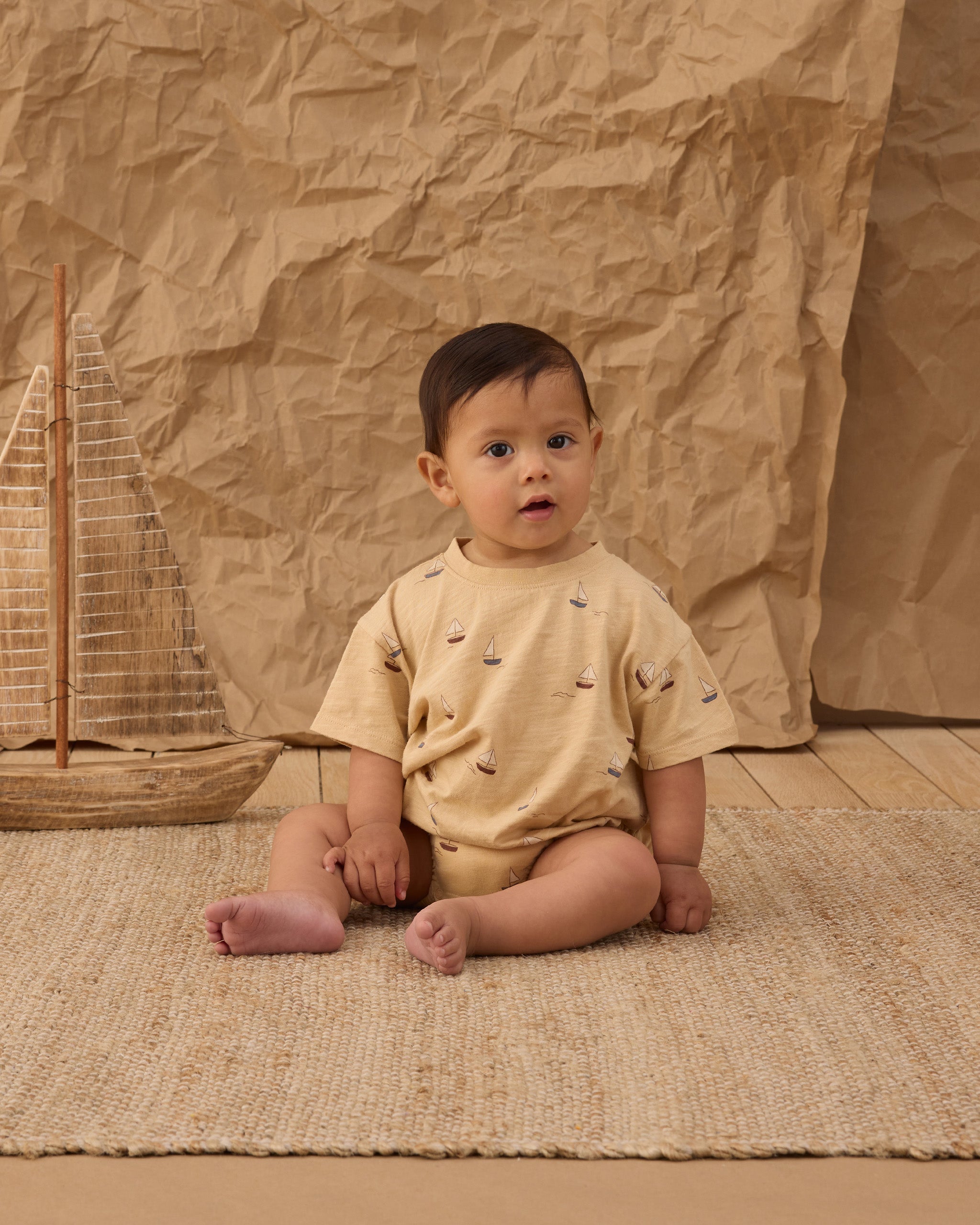 Relaxed Bubble Romper Sailboats