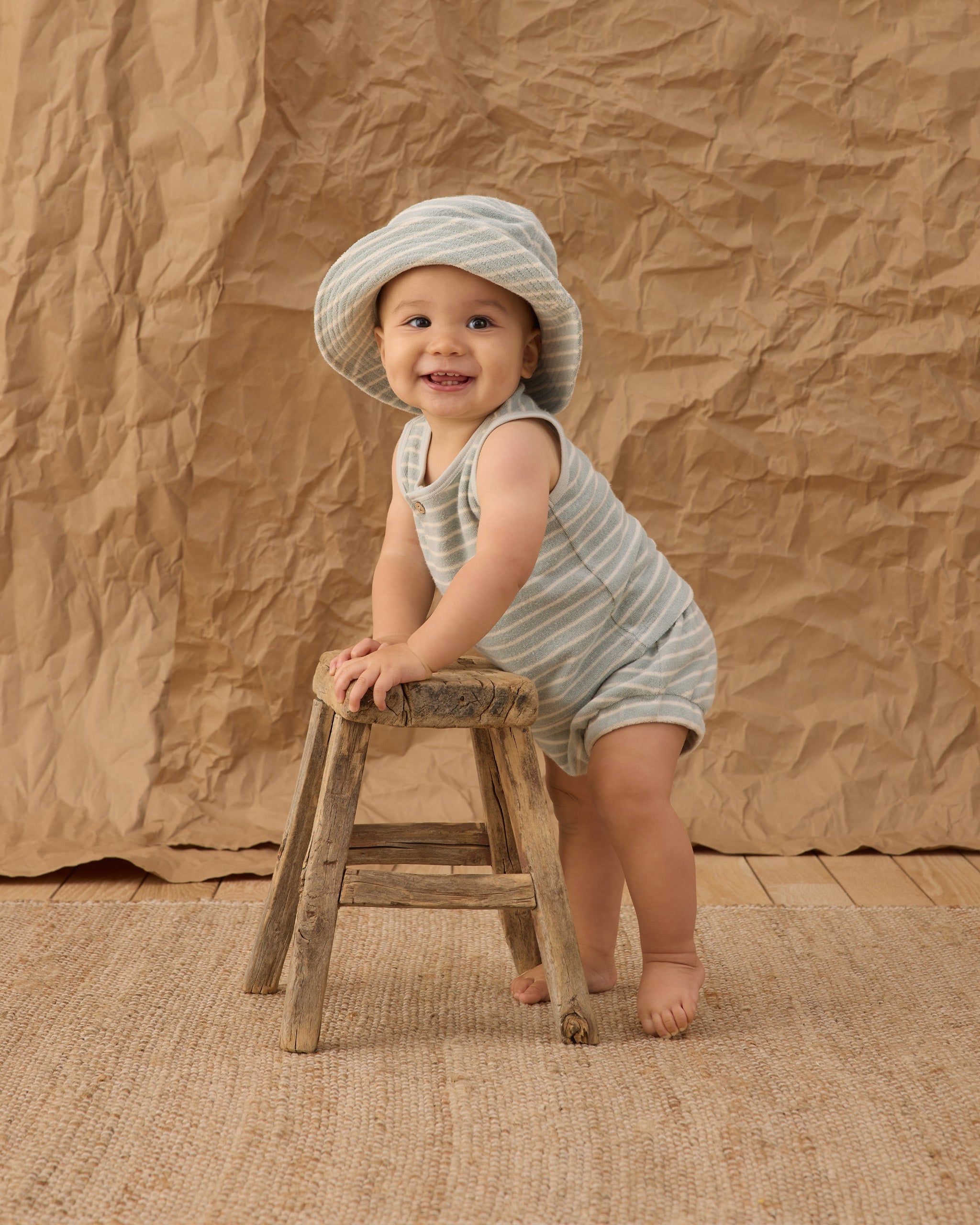 Bucket Hat Seafoam Terry Stripe