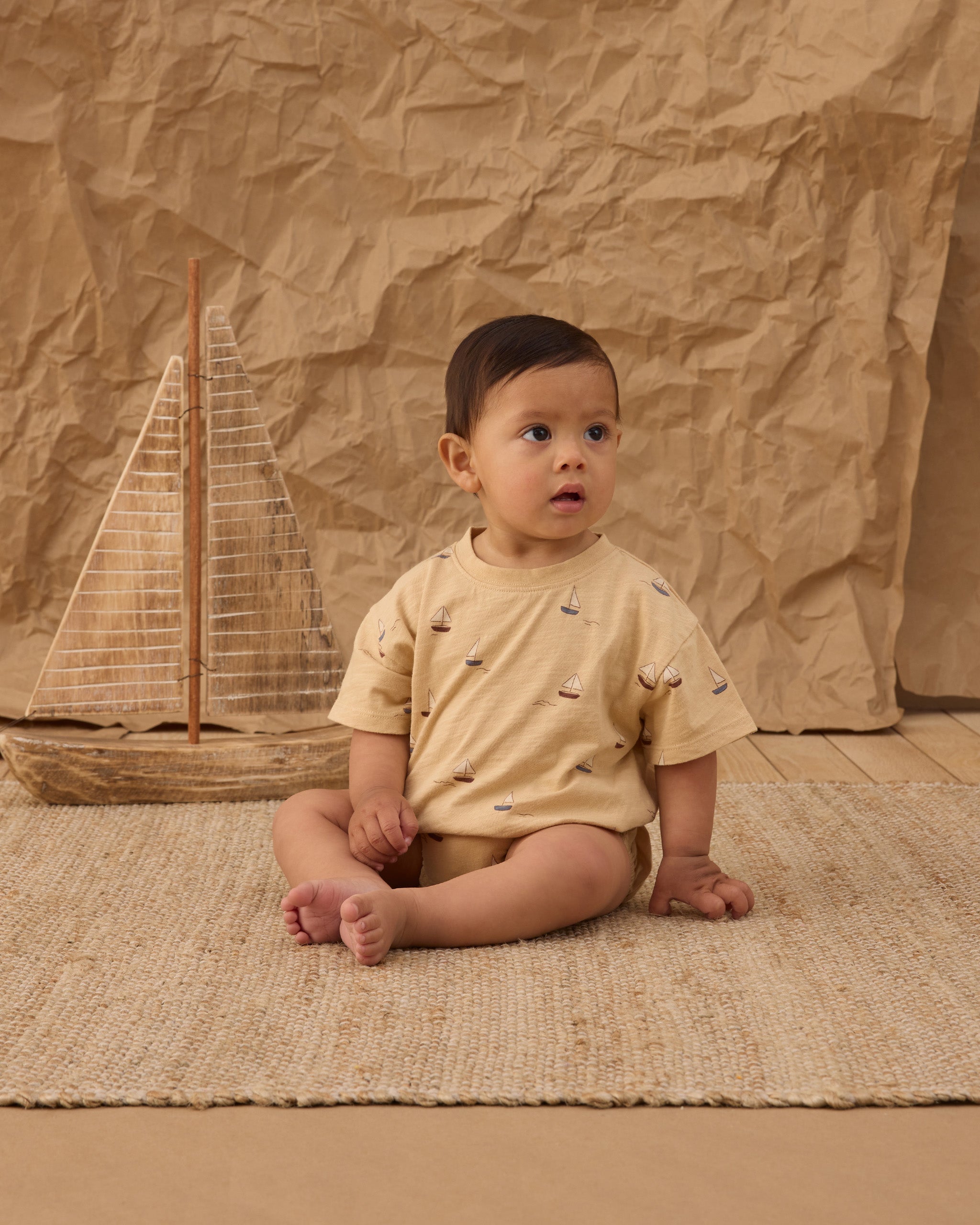 Relaxed Bubble Romper Sailboats