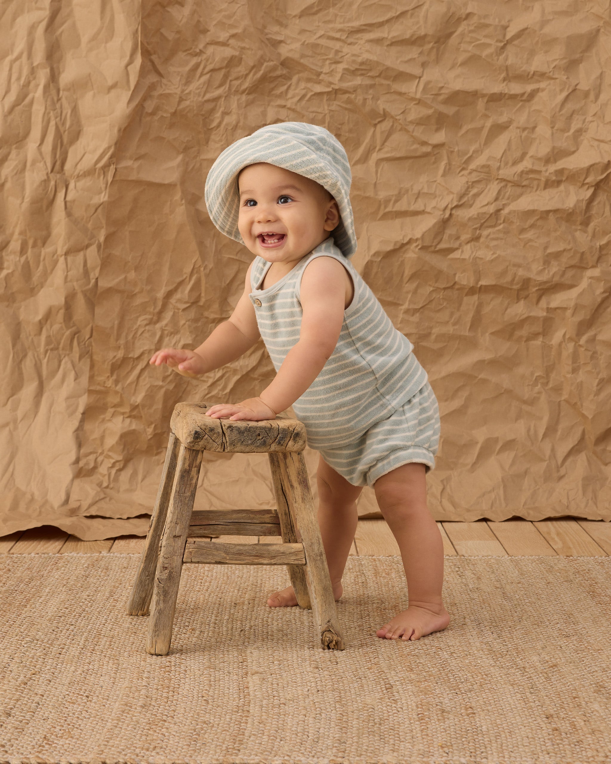 Baby Tank Set Seafoam Terry Stripe