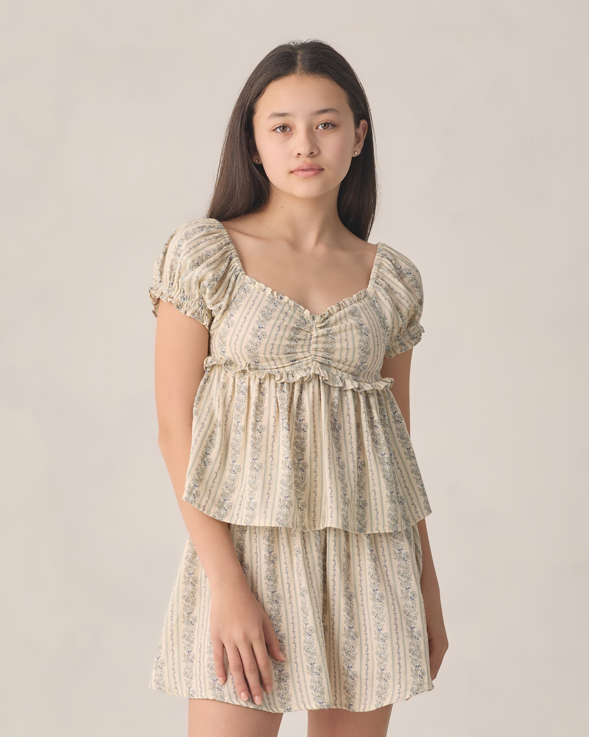 Teen Jubilee Top Blue Floral