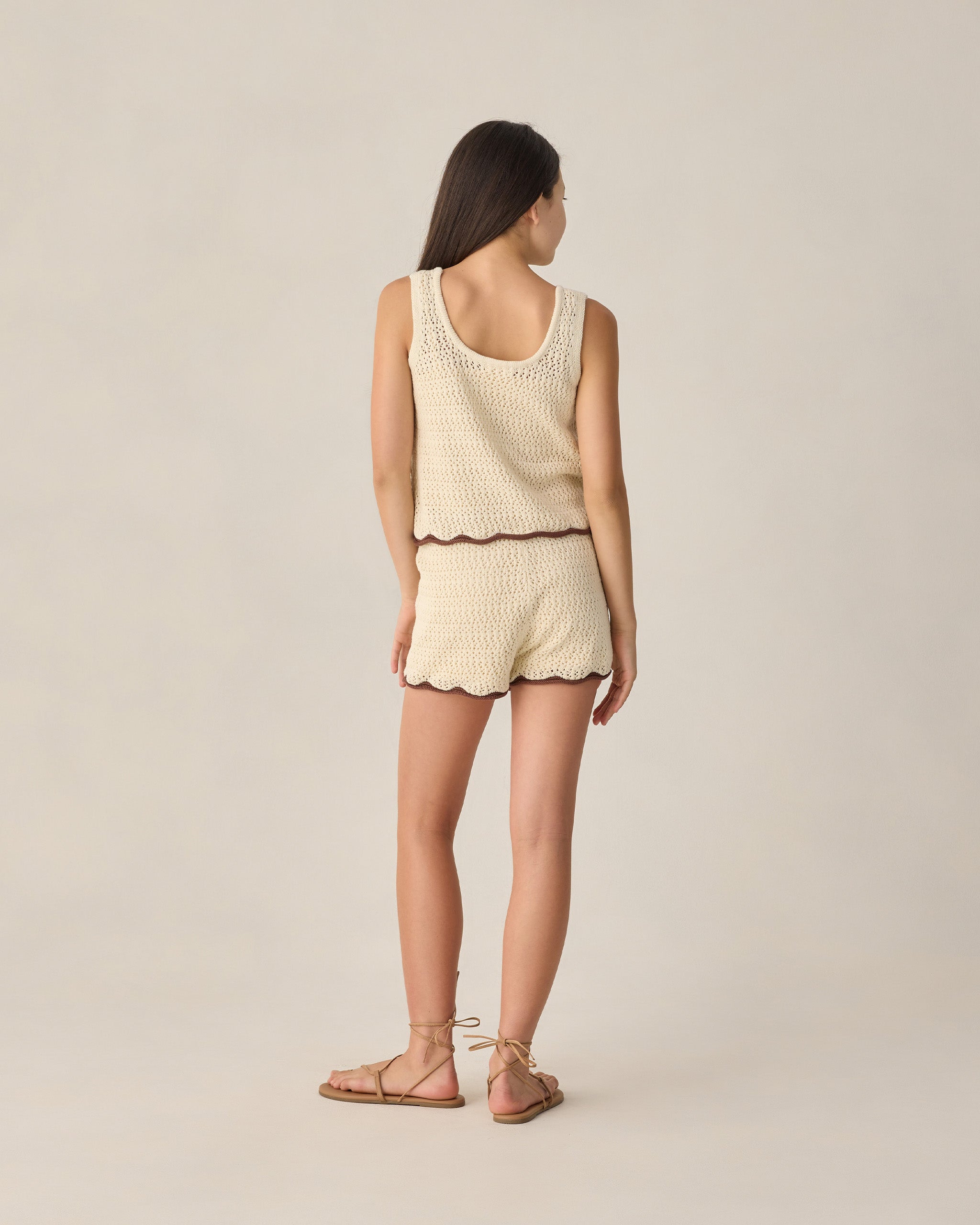 Teen Crochet Tank Set Natural