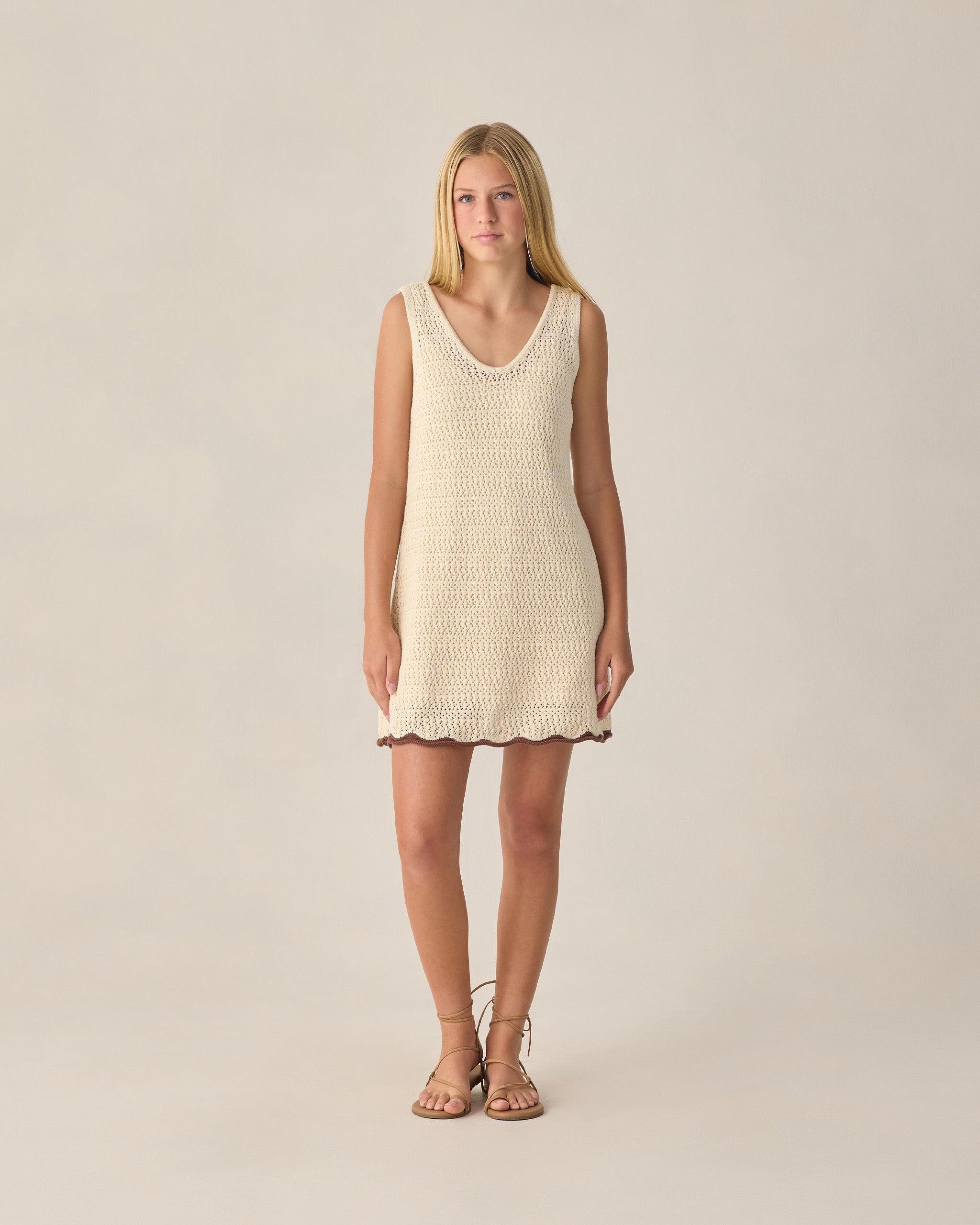 Robe mini débardeur crochet pour adolescente naturelle