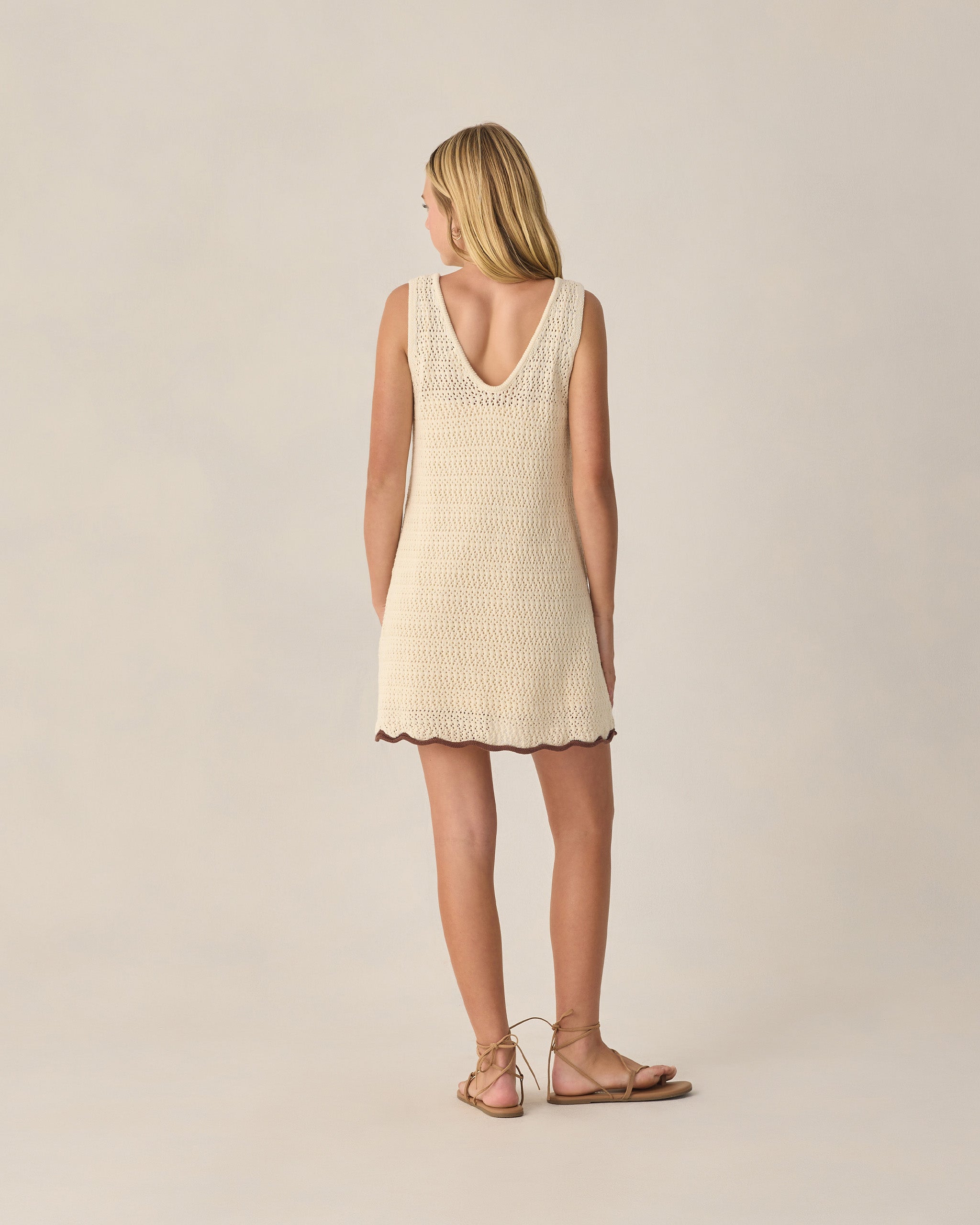 Robe mini débardeur crochet pour adolescente naturelle