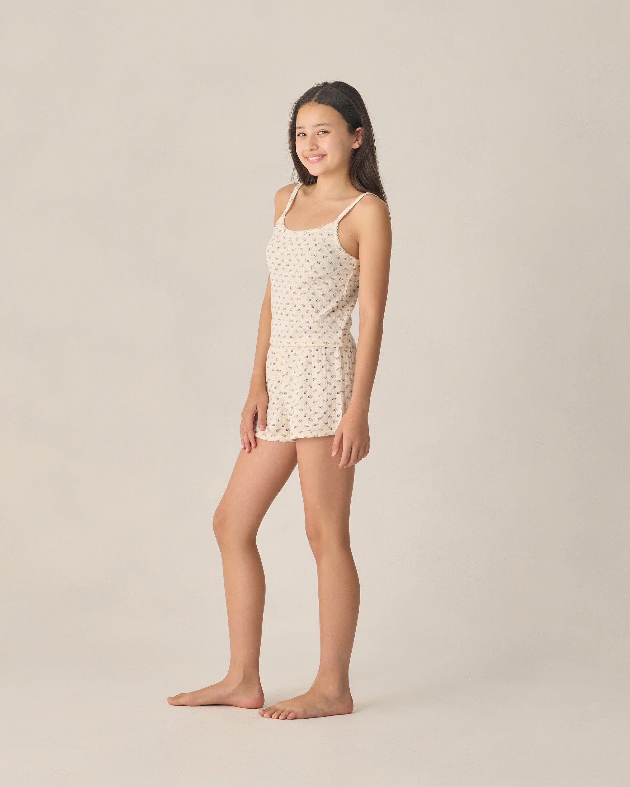 Ensemble de détente Teen Pointelle bleu à petits motifs