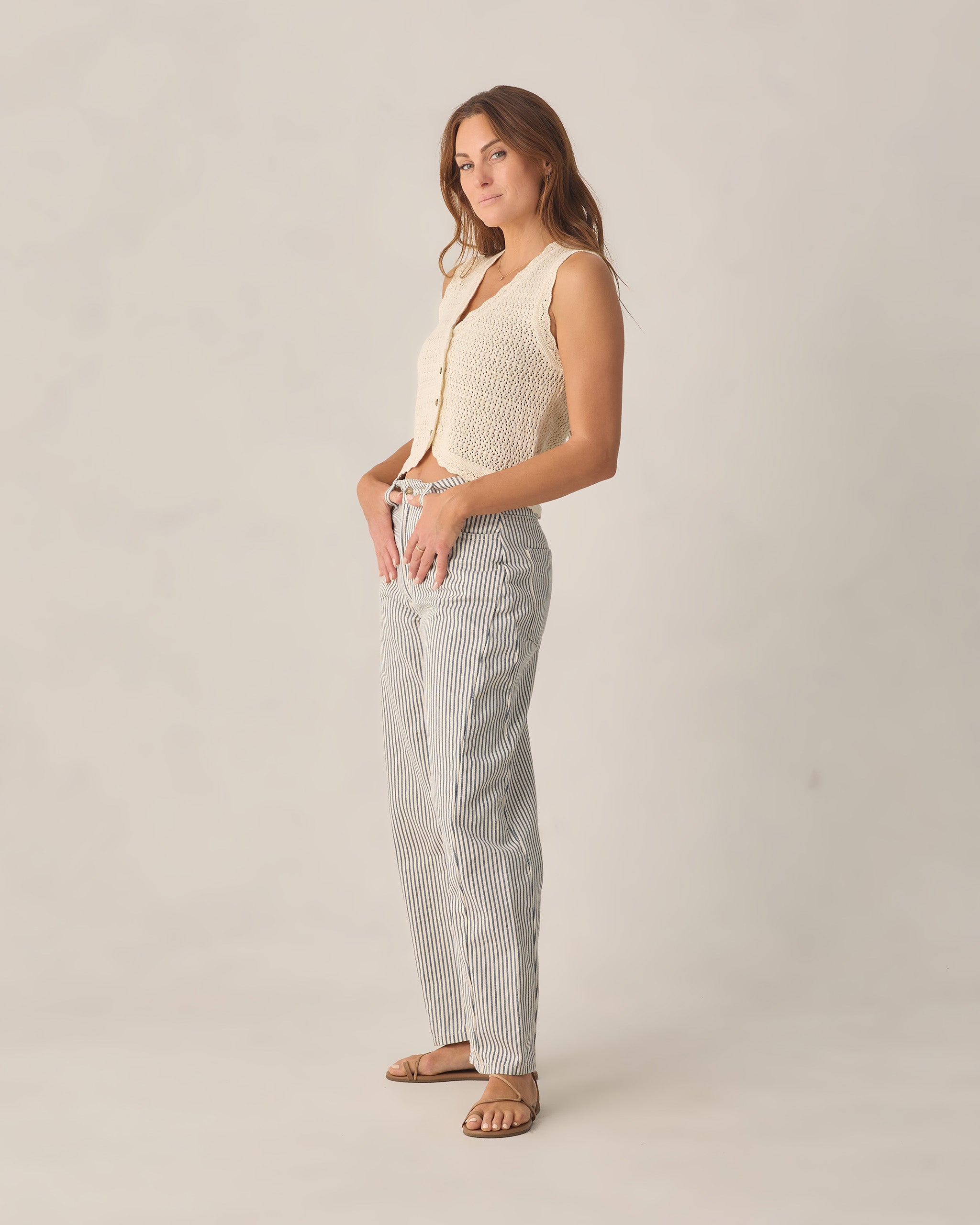 Gilet en maille pour femme, couleur naturelle