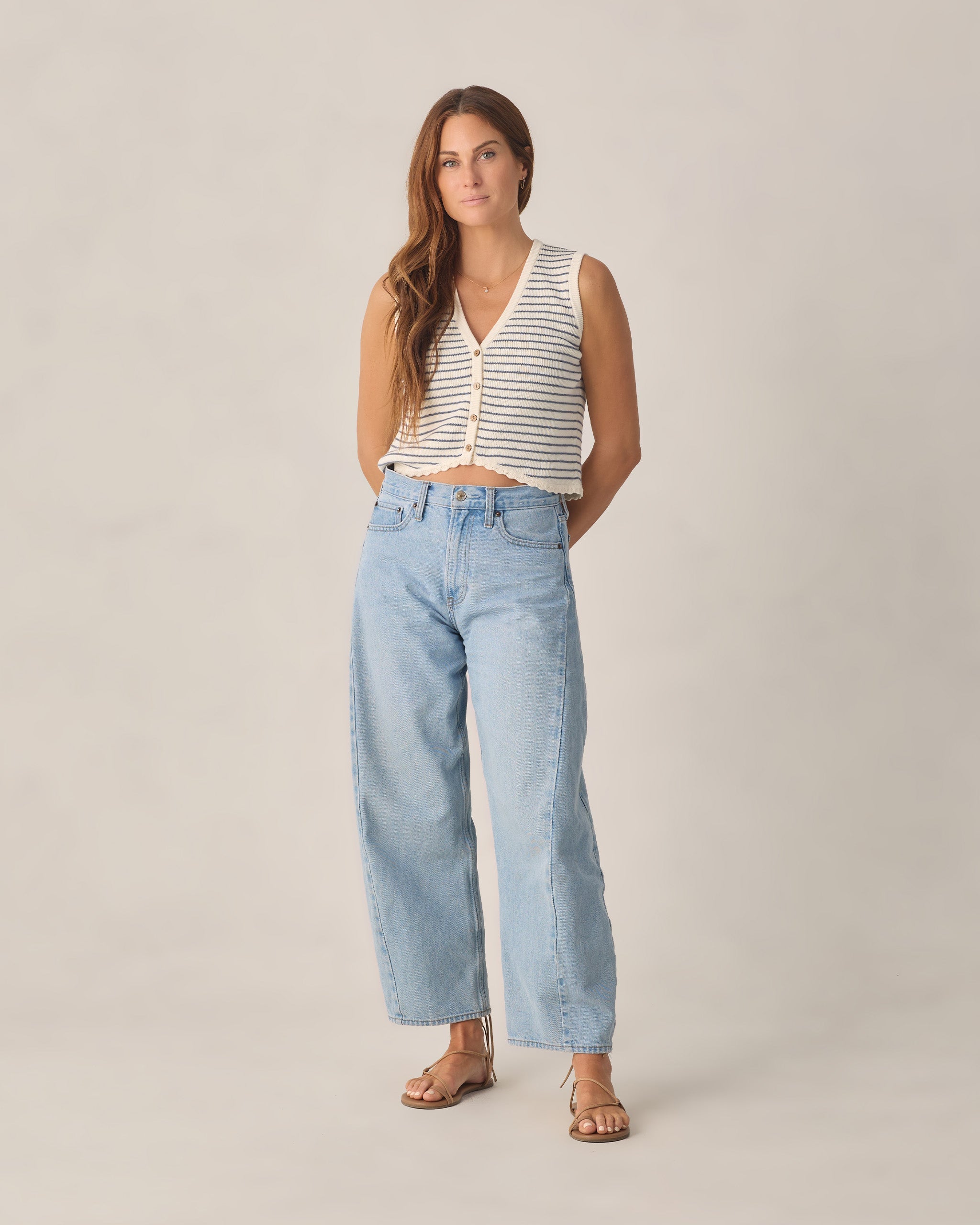 Gilet en maille pour femme à rayures marines