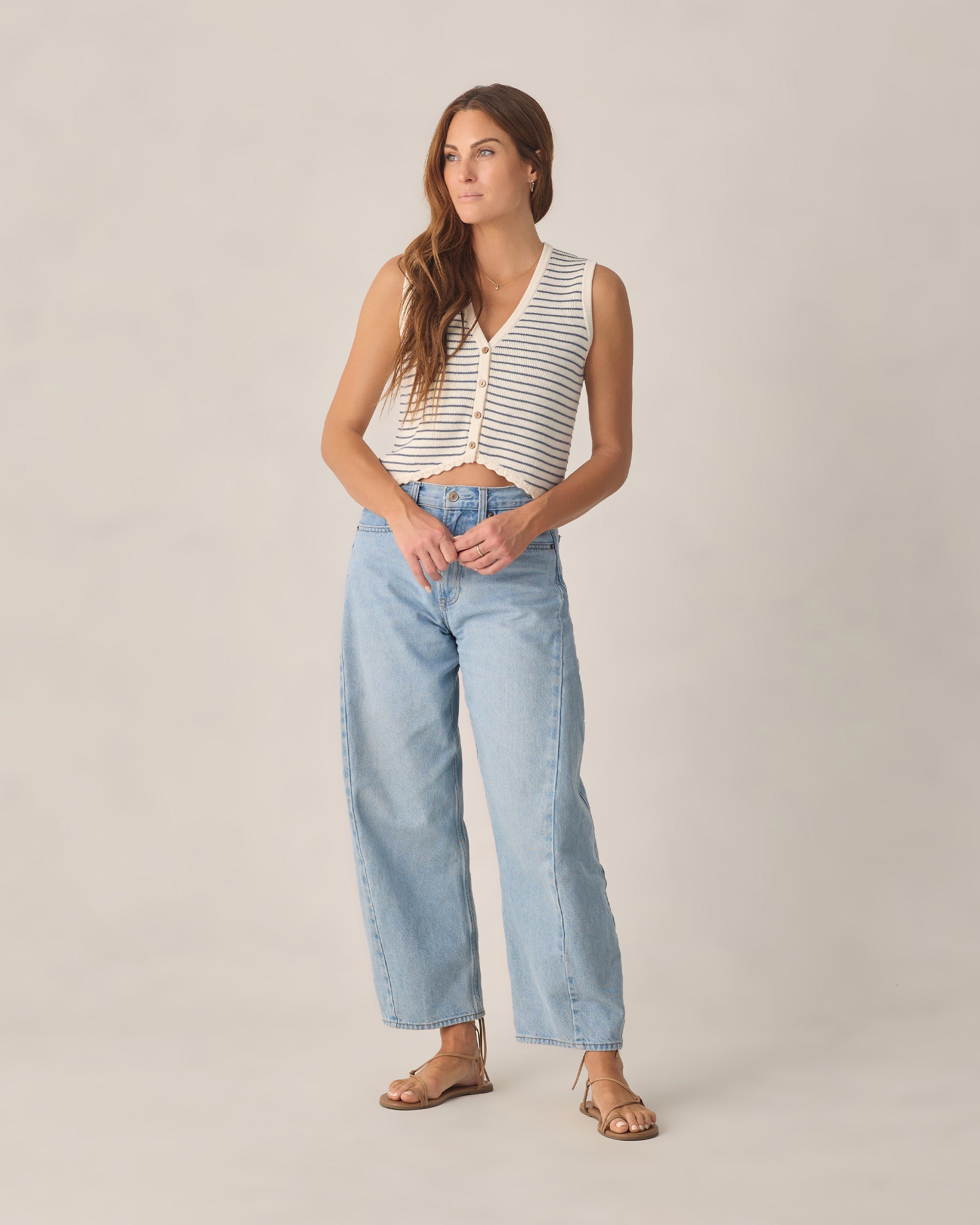 Gilet en maille pour femme à rayures marines