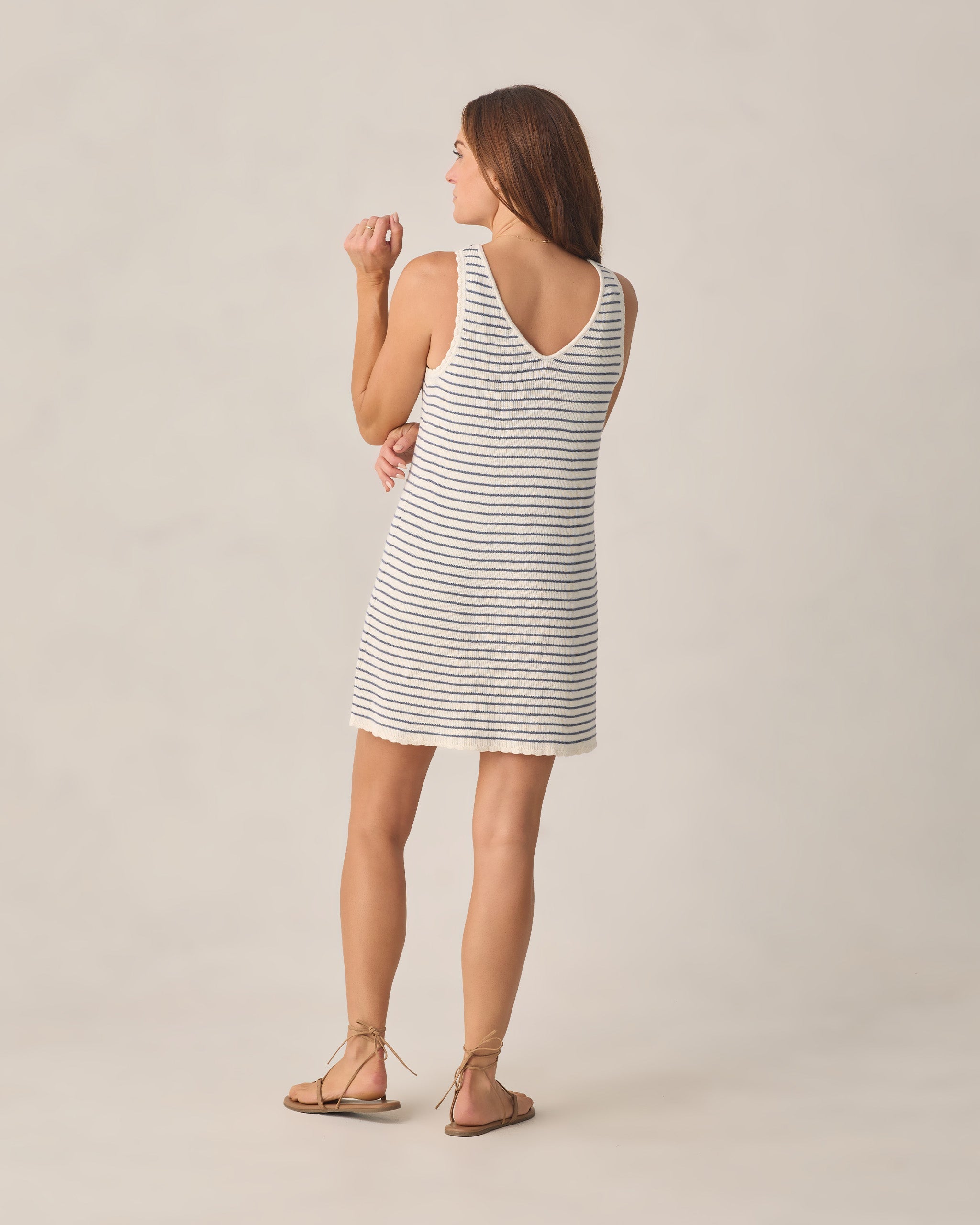 Women's Crochet Tank Mini Dress Marine Stripe