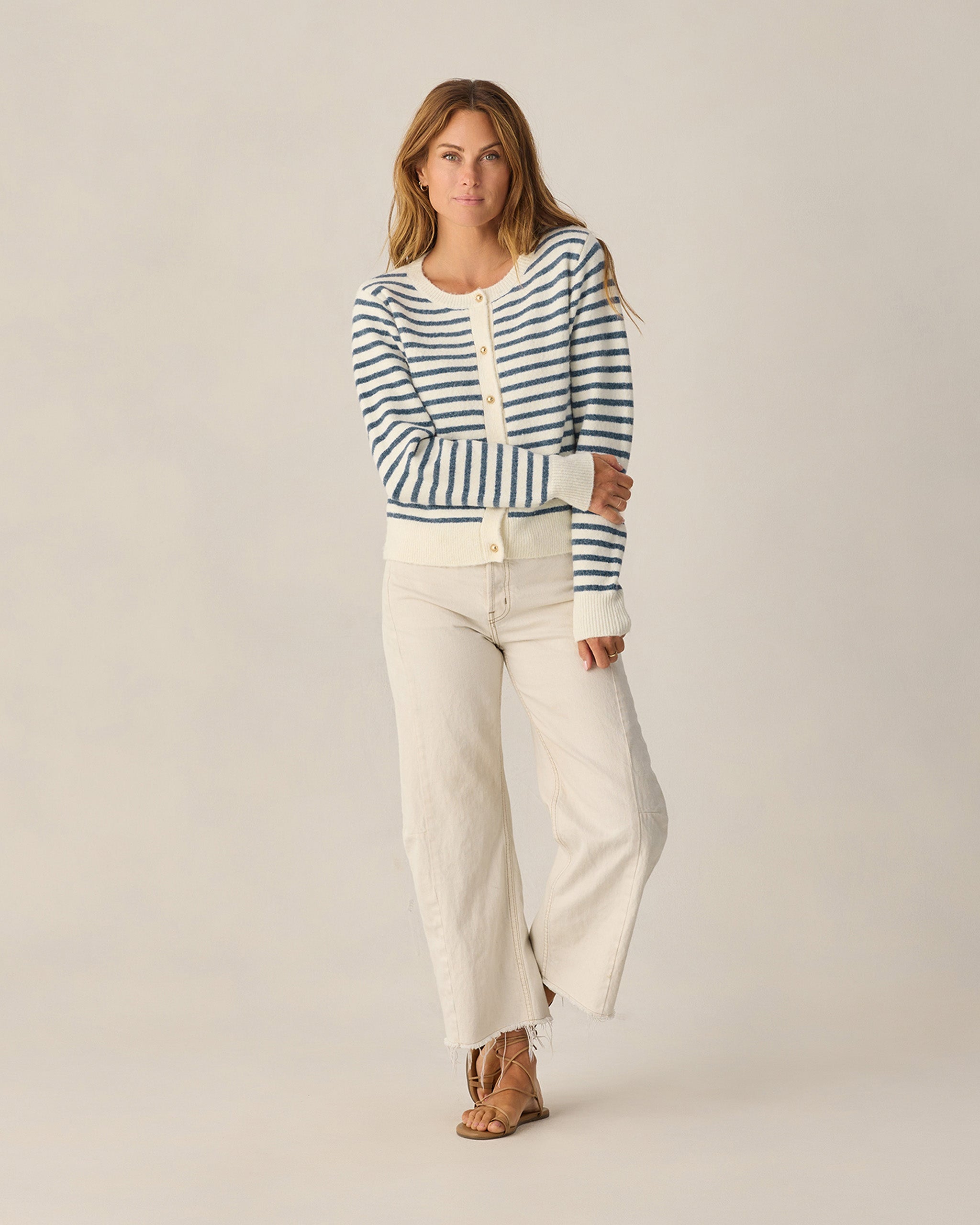 Women's Classic Cardigan Maritime Stripe