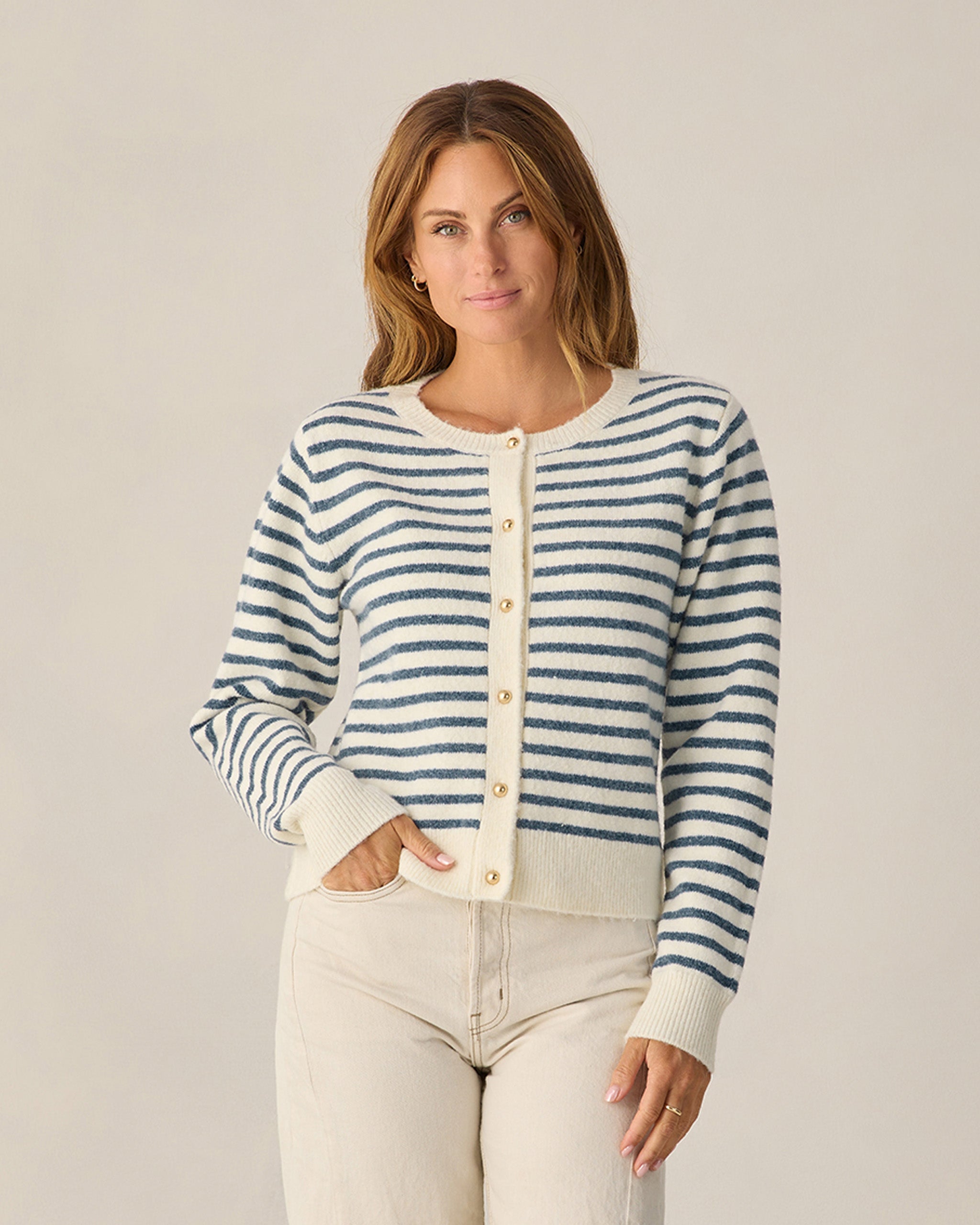 Women's Classic Cardigan Maritime Stripe