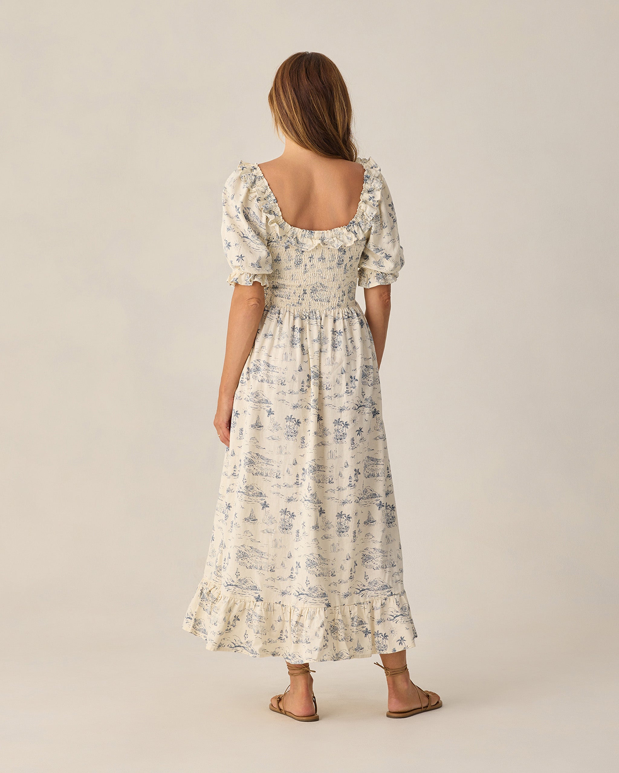 Robe Lexi pour femme, motif toile de Jouy océanique