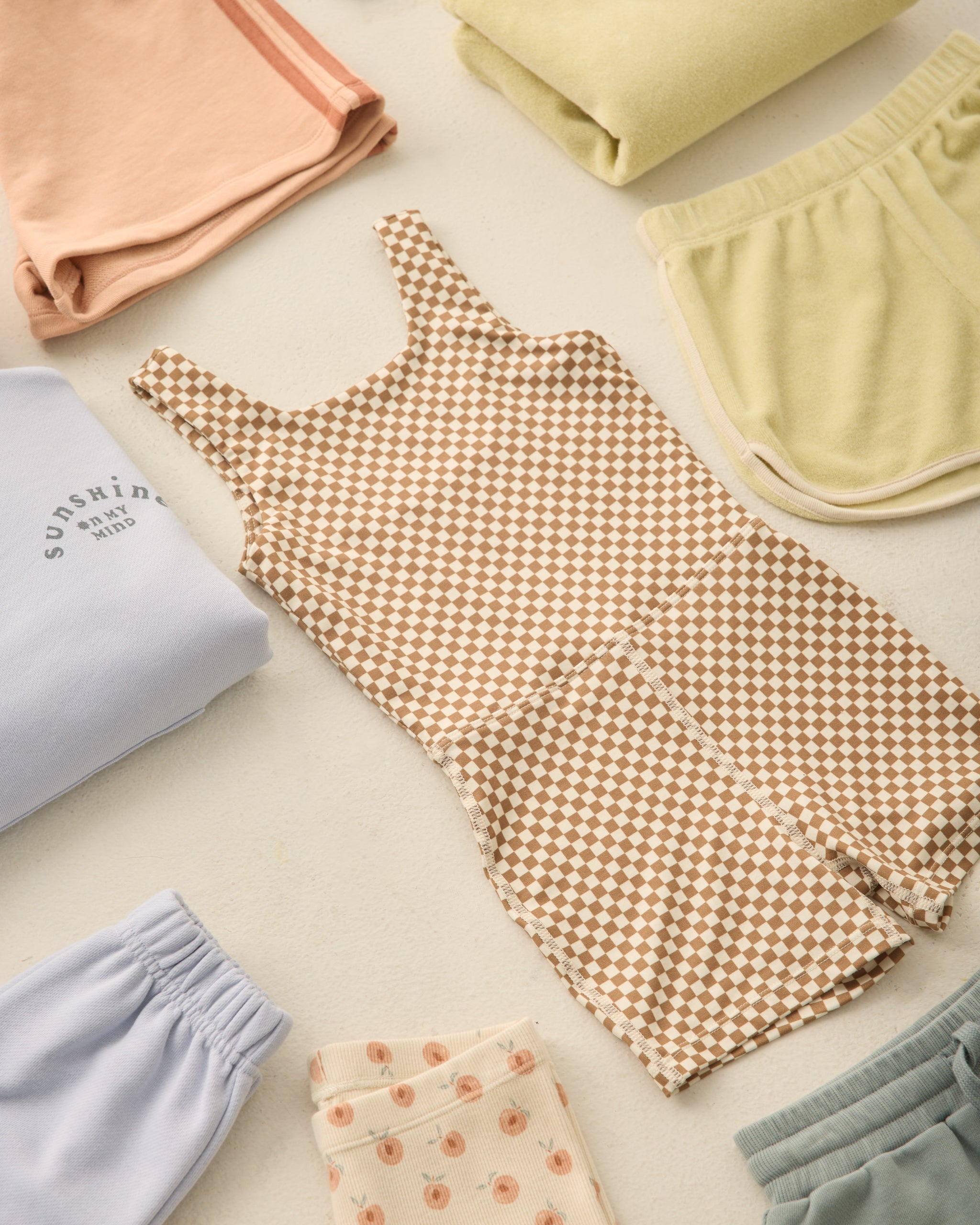 Malibu Bodysuit Ocre Check - Rylee + Cru | Kids Clothes | Trendy Baby Clothes | Modern Infant Outfits |