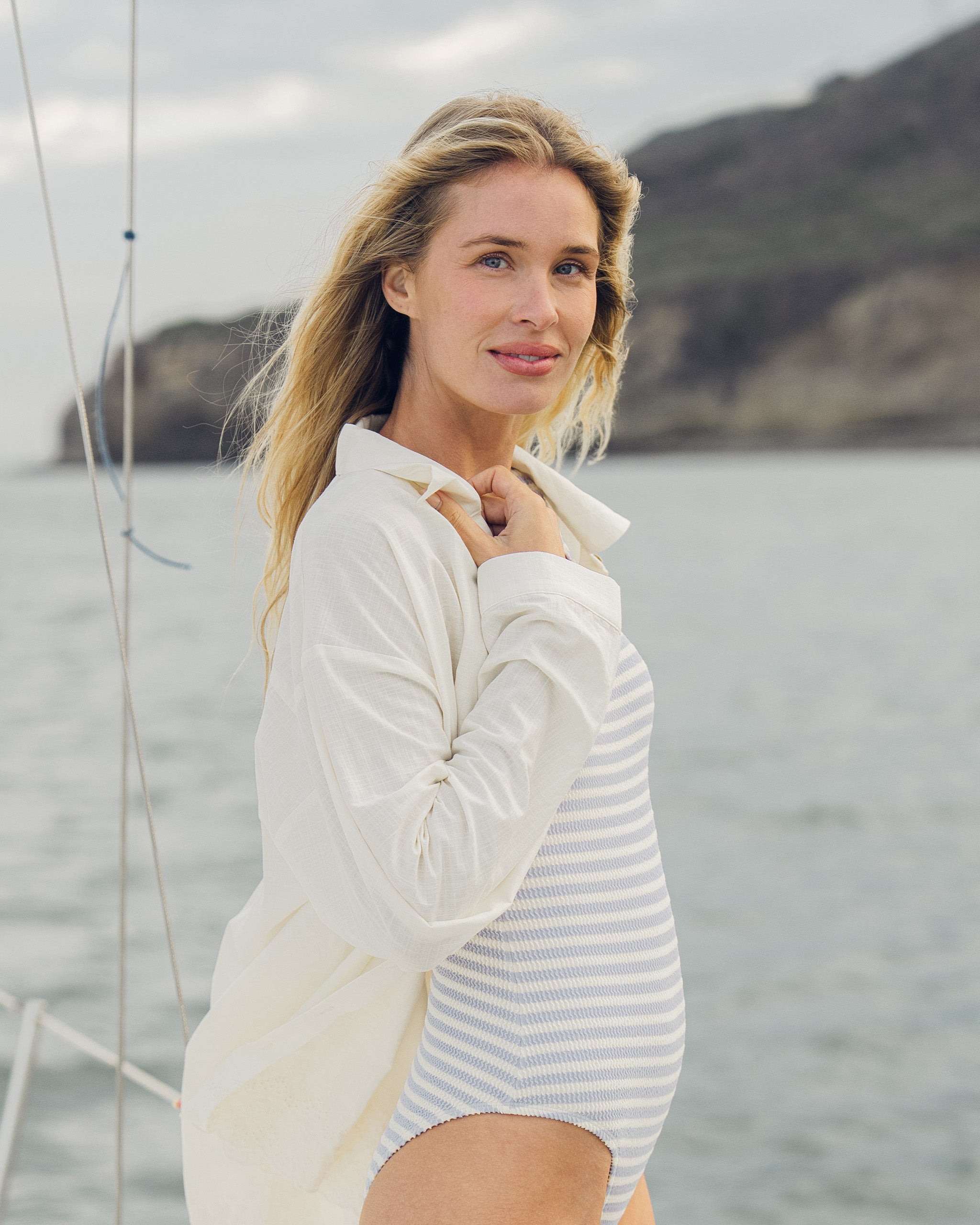 Women's Caitlin One-Piece Periwinkle Stripe - Rylee + Cru | Kids Clothes | Trendy Baby Clothes | Modern Infant Outfits |