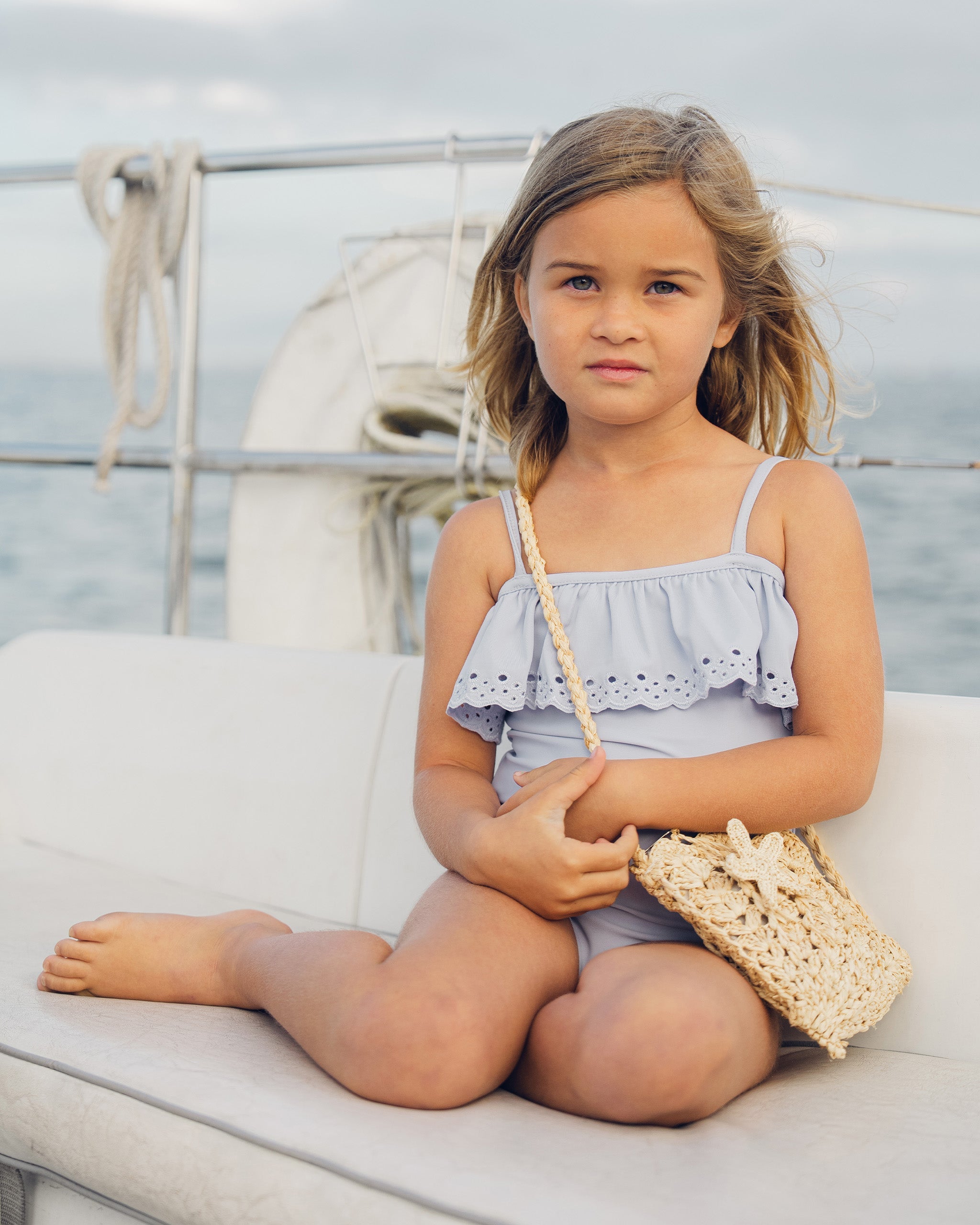 Off-The-Shoulder One-Piece Periwinkle - Rylee + Cru | Kids Clothes | Trendy Baby Clothes | Modern Infant Outfits |