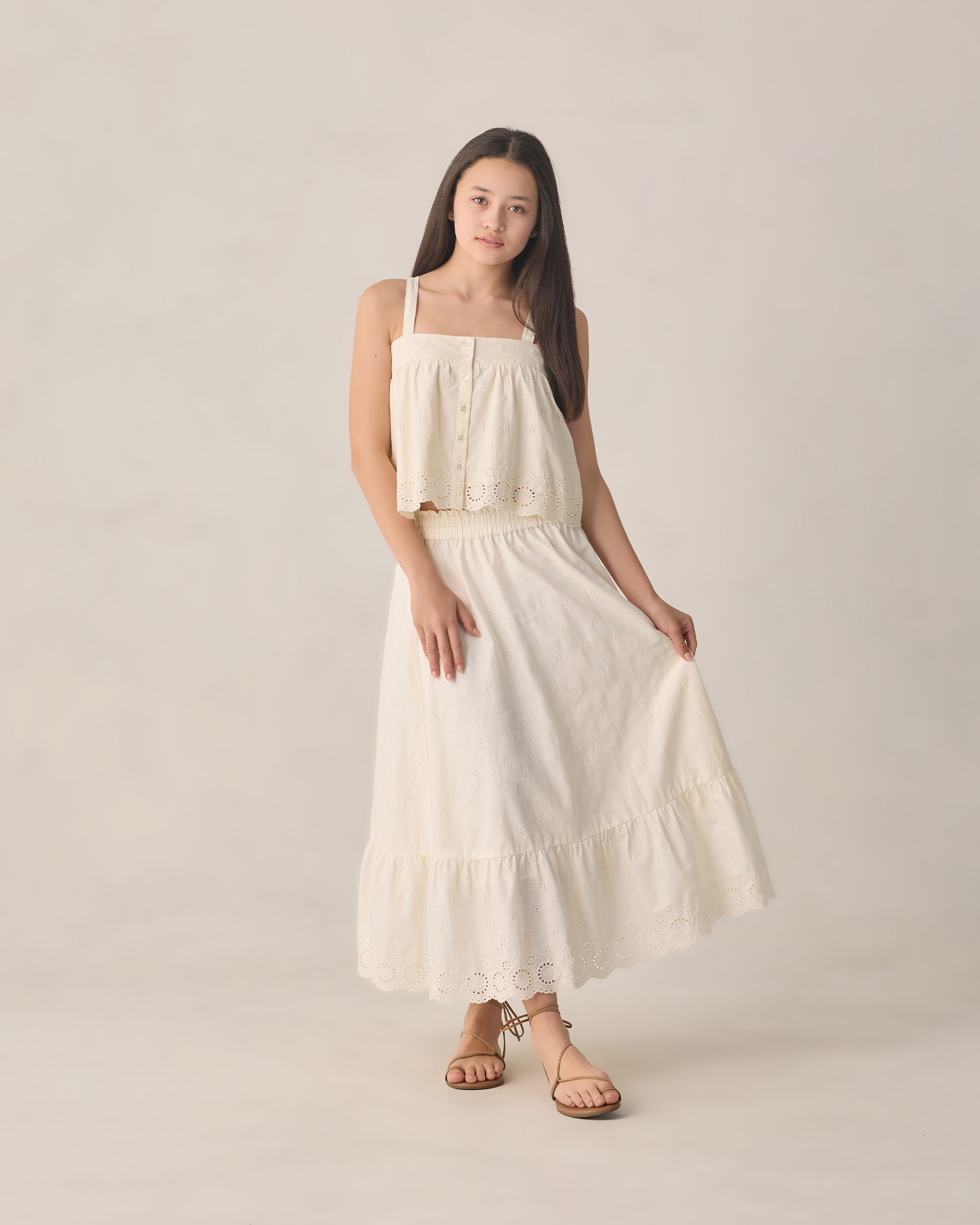 Teen Rose Maxi Skirt Ivory - Rylee + Cru | Kids Clothes | Trendy Baby Clothes | Modern Infant Outfits |