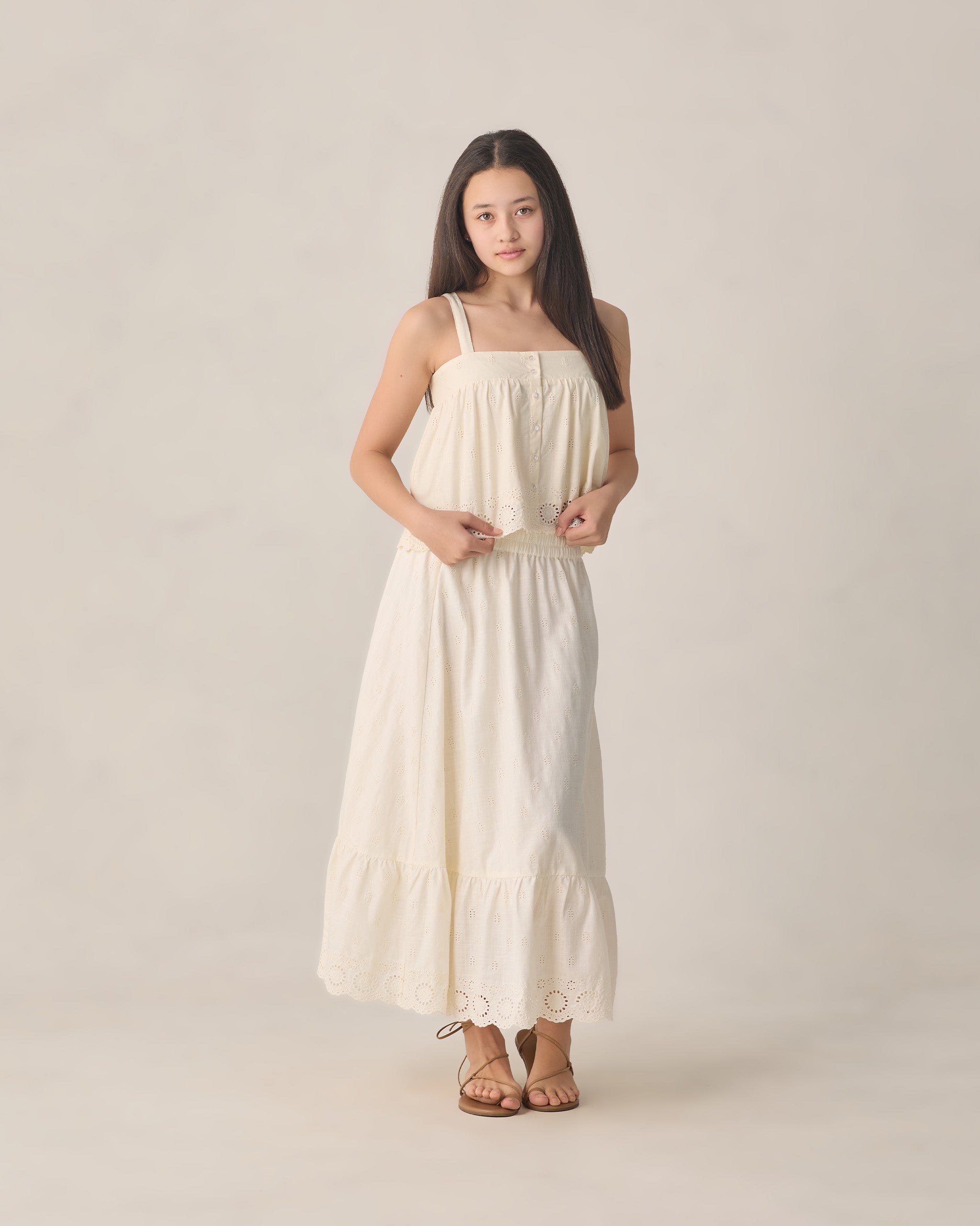 Teen Rose Maxi Skirt Ivory - Rylee + Cru | Kids Clothes | Trendy Baby Clothes | Modern Infant Outfits |