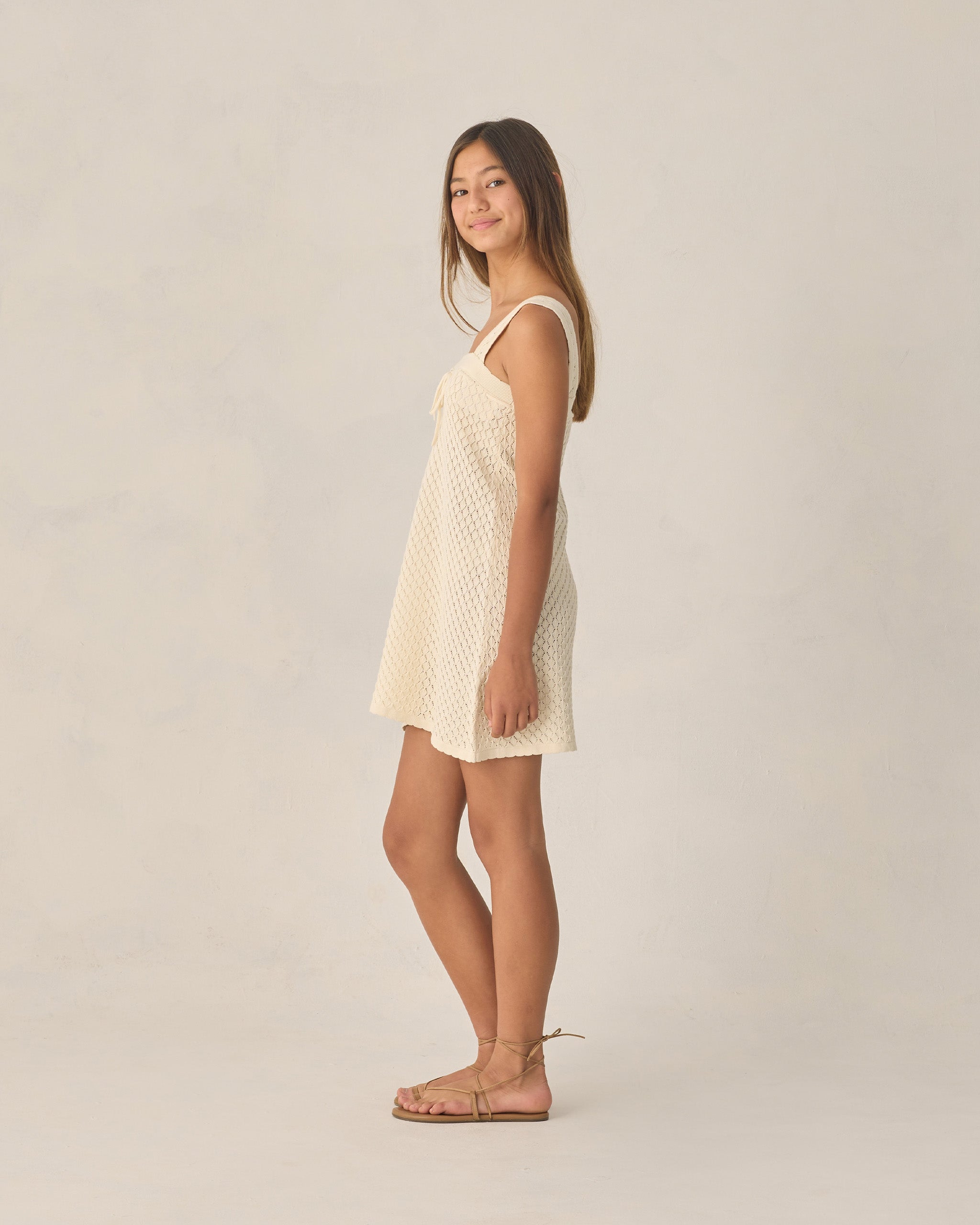 Teen Crochet Tank Mini Dress Natural - Rylee + Cru | Kids Clothes | Trendy Baby Clothes | Modern Infant Outfits |