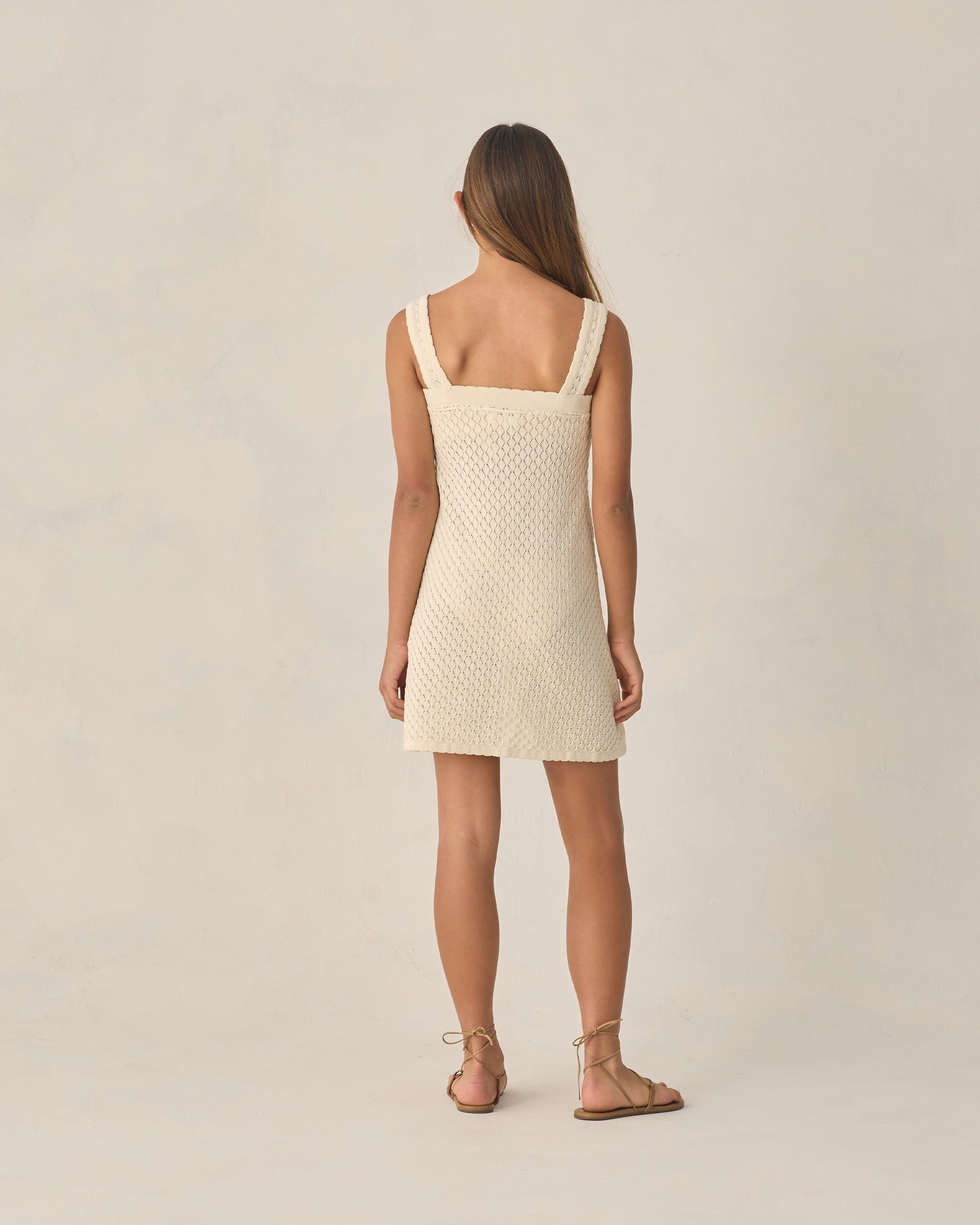 Teen Crochet Tank Mini Dress Natural - Rylee + Cru | Kids Clothes | Trendy Baby Clothes | Modern Infant Outfits |