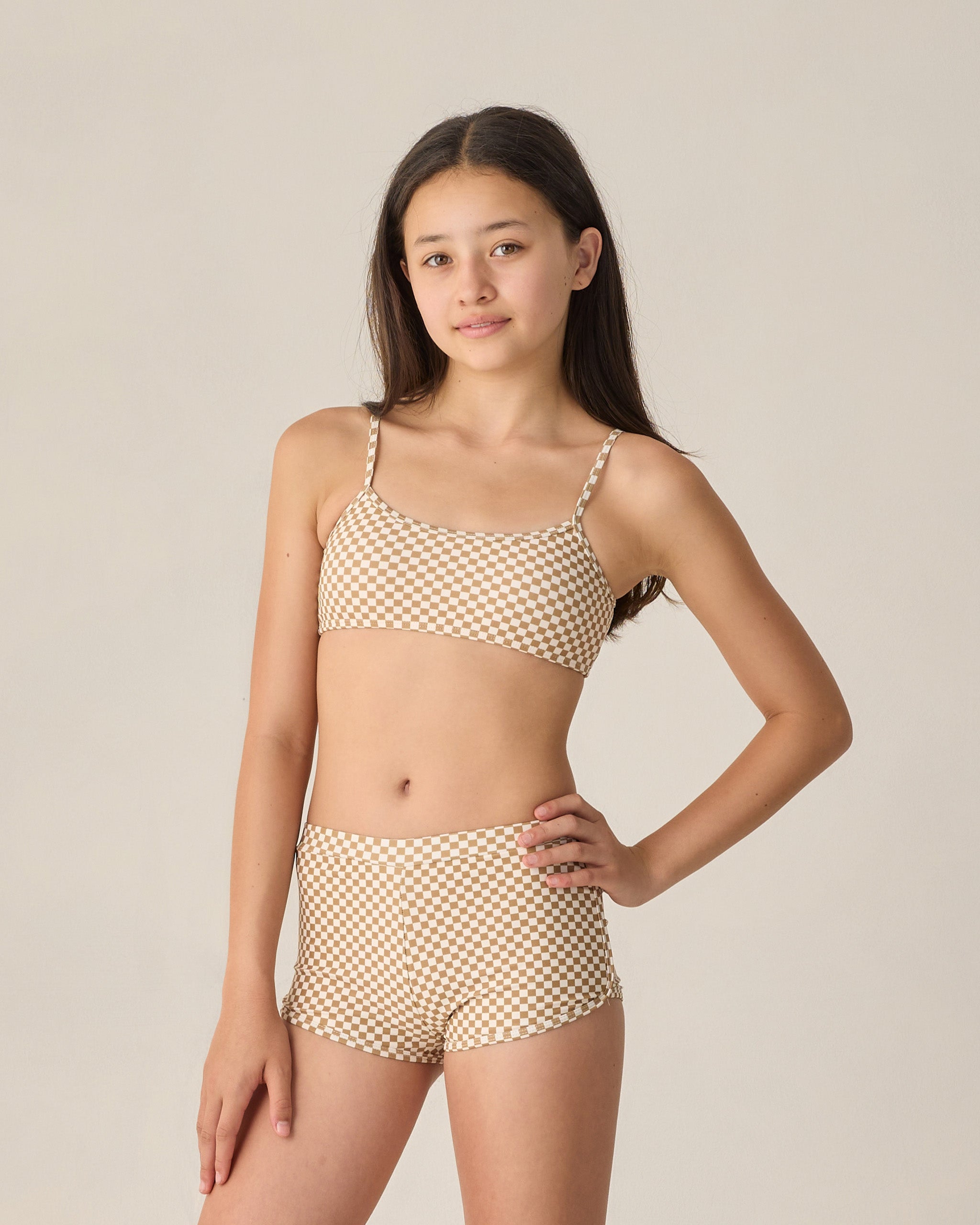 Teen Malia Bikini Set Ocre Check - Rylee + Cru | Kids Clothes | Trendy Baby Clothes | Modern Infant Outfits |