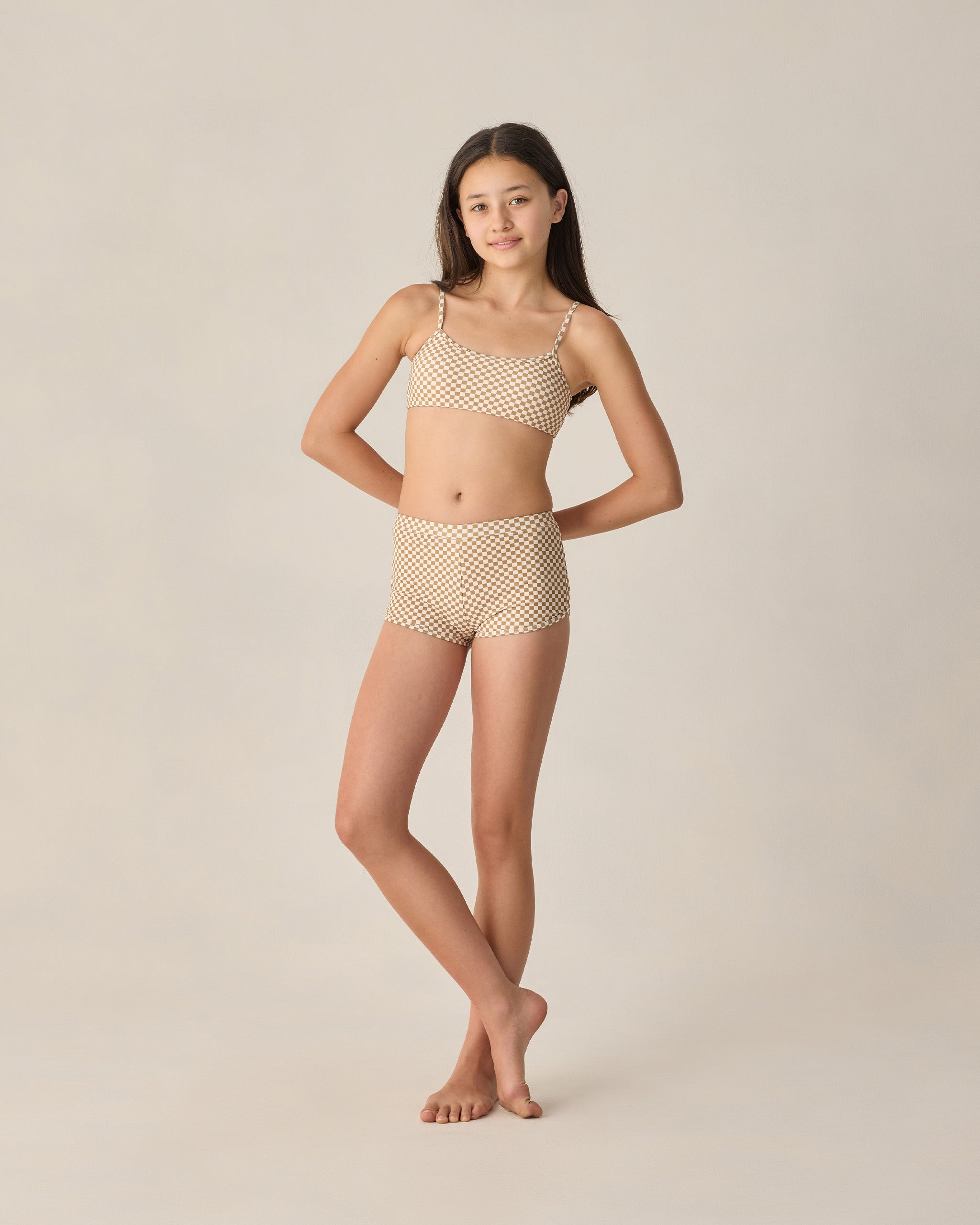 Teen Malia Bikini Set Ocre Check - Rylee + Cru | Kids Clothes | Trendy Baby Clothes | Modern Infant Outfits |