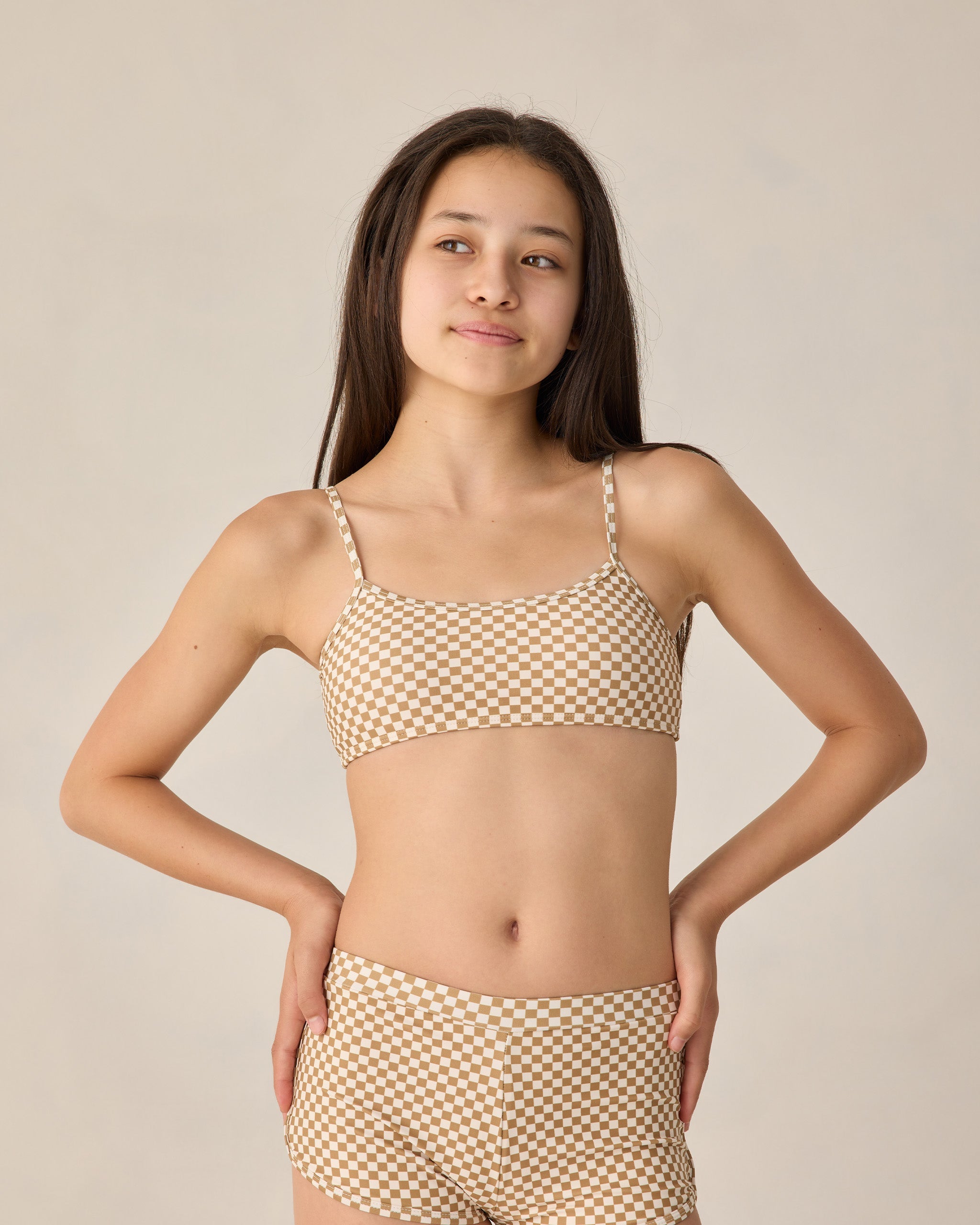 Teen Malia Bikini Set Ocre Check - Rylee + Cru | Kids Clothes | Trendy Baby Clothes | Modern Infant Outfits |