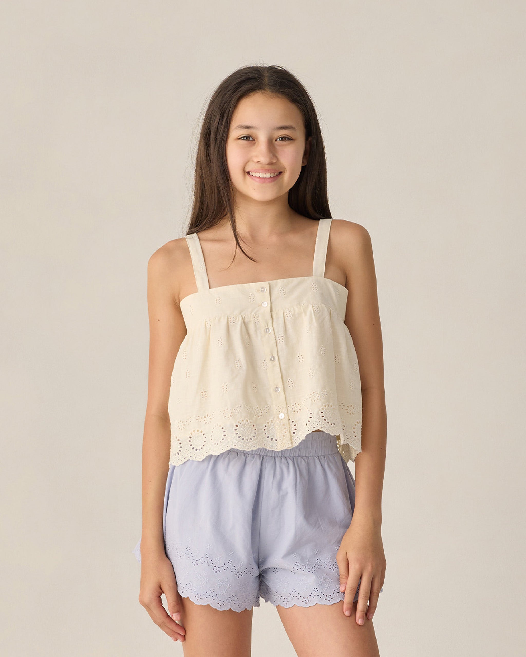 Teen Eyelet Swing Top Ivory - Rylee + Cru | Kids Clothes | Trendy Baby Clothes | Modern Infant Outfits |