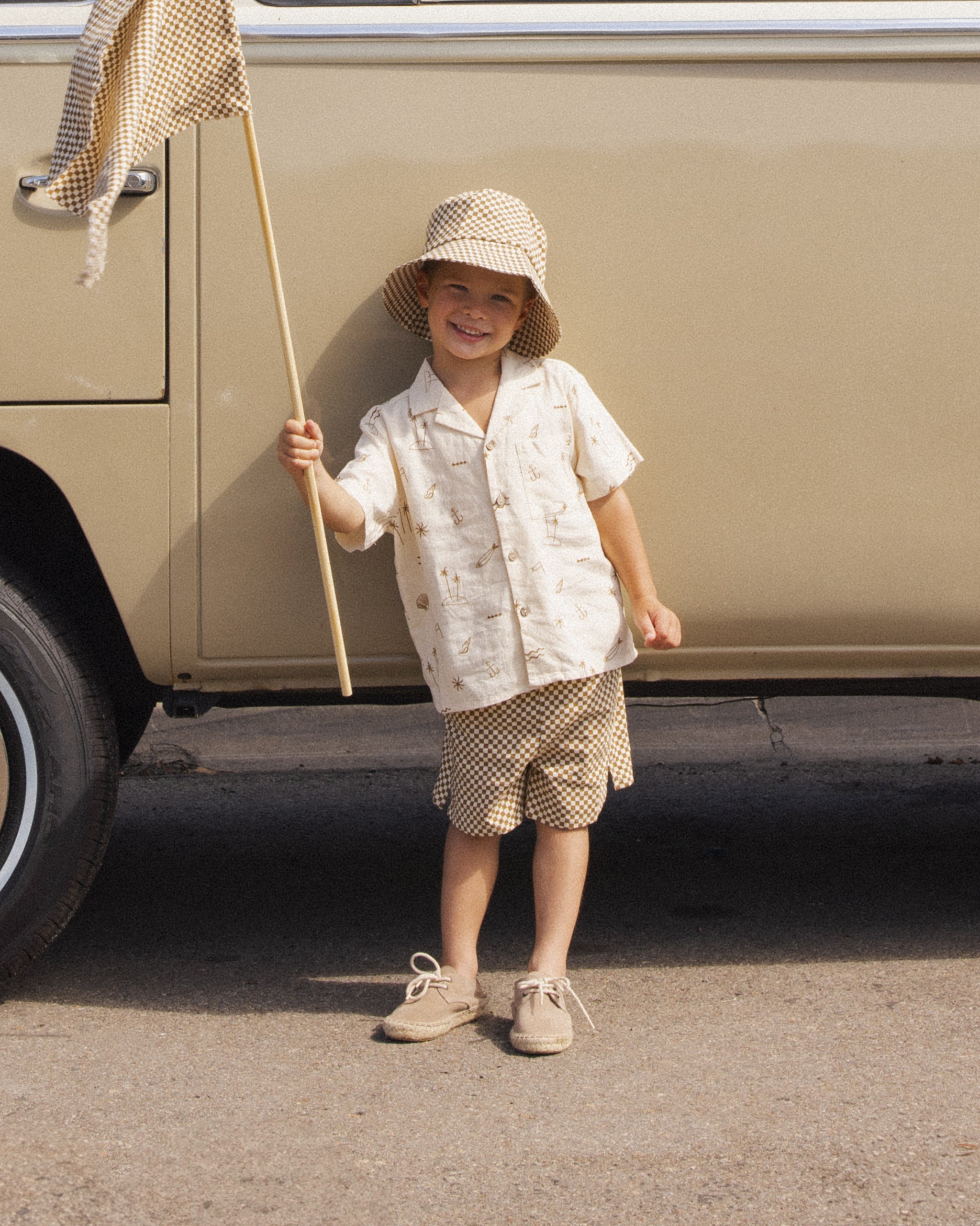 Bucket Hat Ocre Check - Rylee + Cru | Kids Clothes | Trendy Baby Clothes | Modern Infant Outfits |