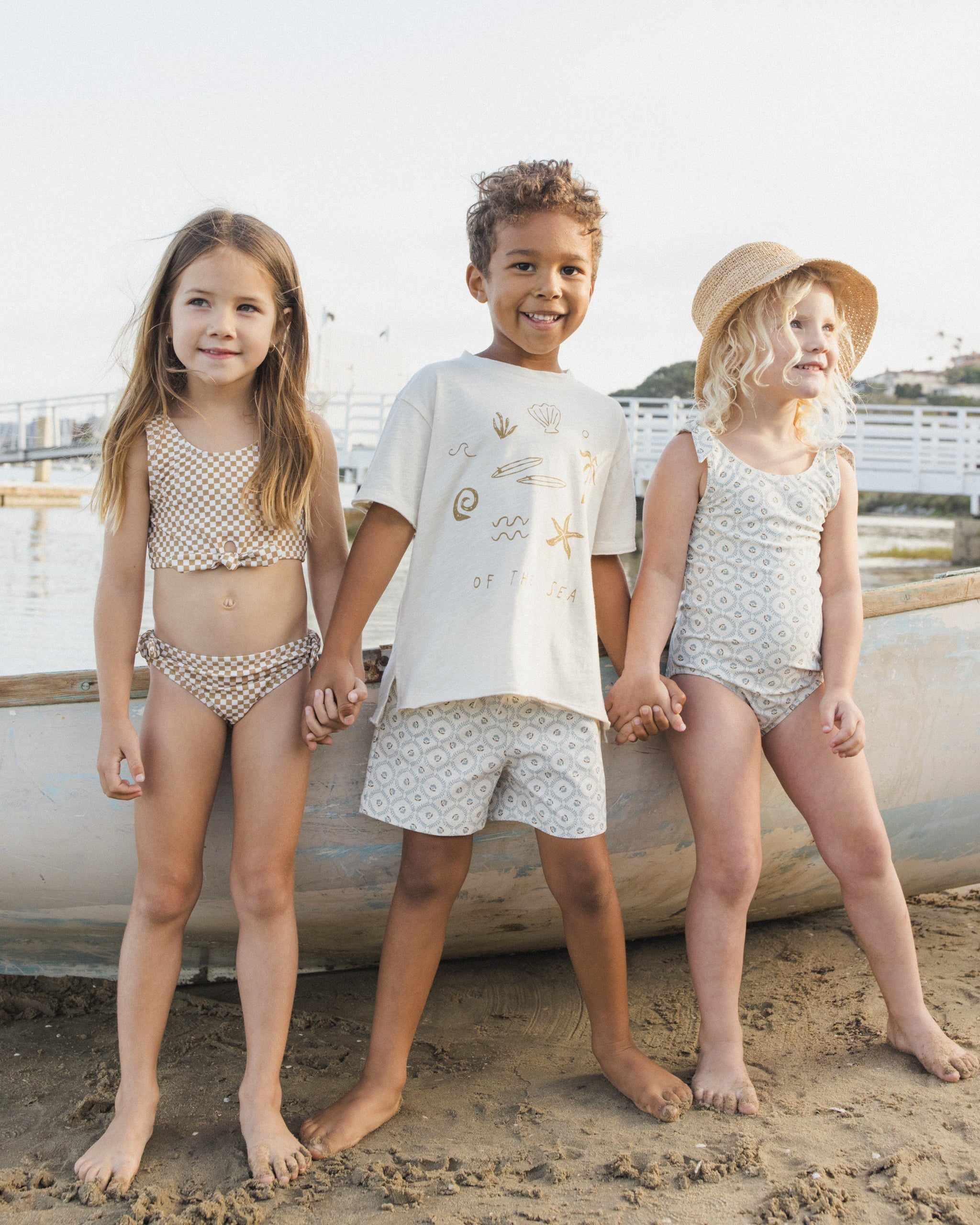 Knotted Bikini Ocre Check - Rylee + Cru | Kids Clothes | Trendy Baby Clothes | Modern Infant Outfits |