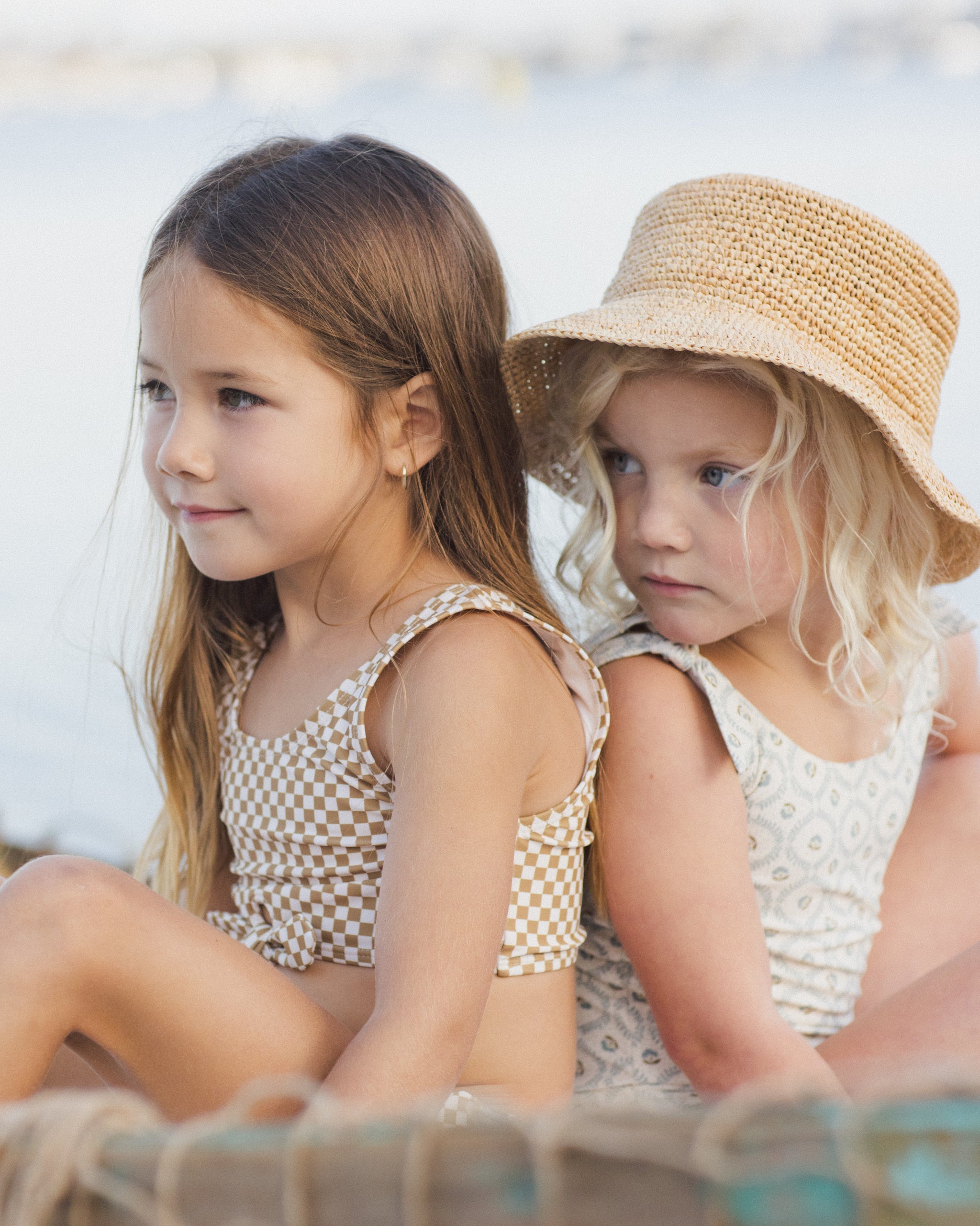 Knotted Bikini Ocre Check - Rylee + Cru | Kids Clothes | Trendy Baby Clothes | Modern Infant Outfits |