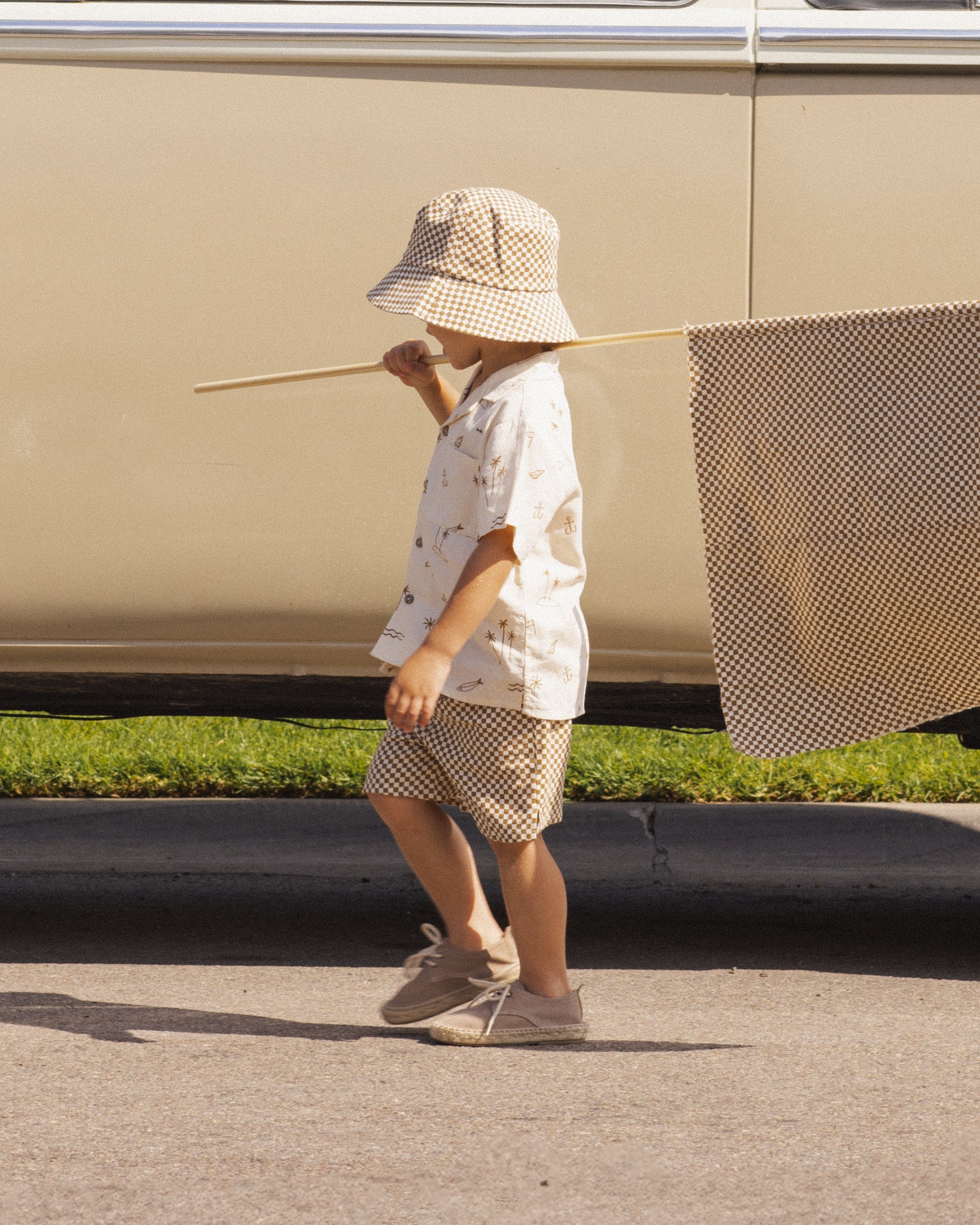 Bucket Hat Ocre Check - Rylee + Cru | Kids Clothes | Trendy Baby Clothes | Modern Infant Outfits |