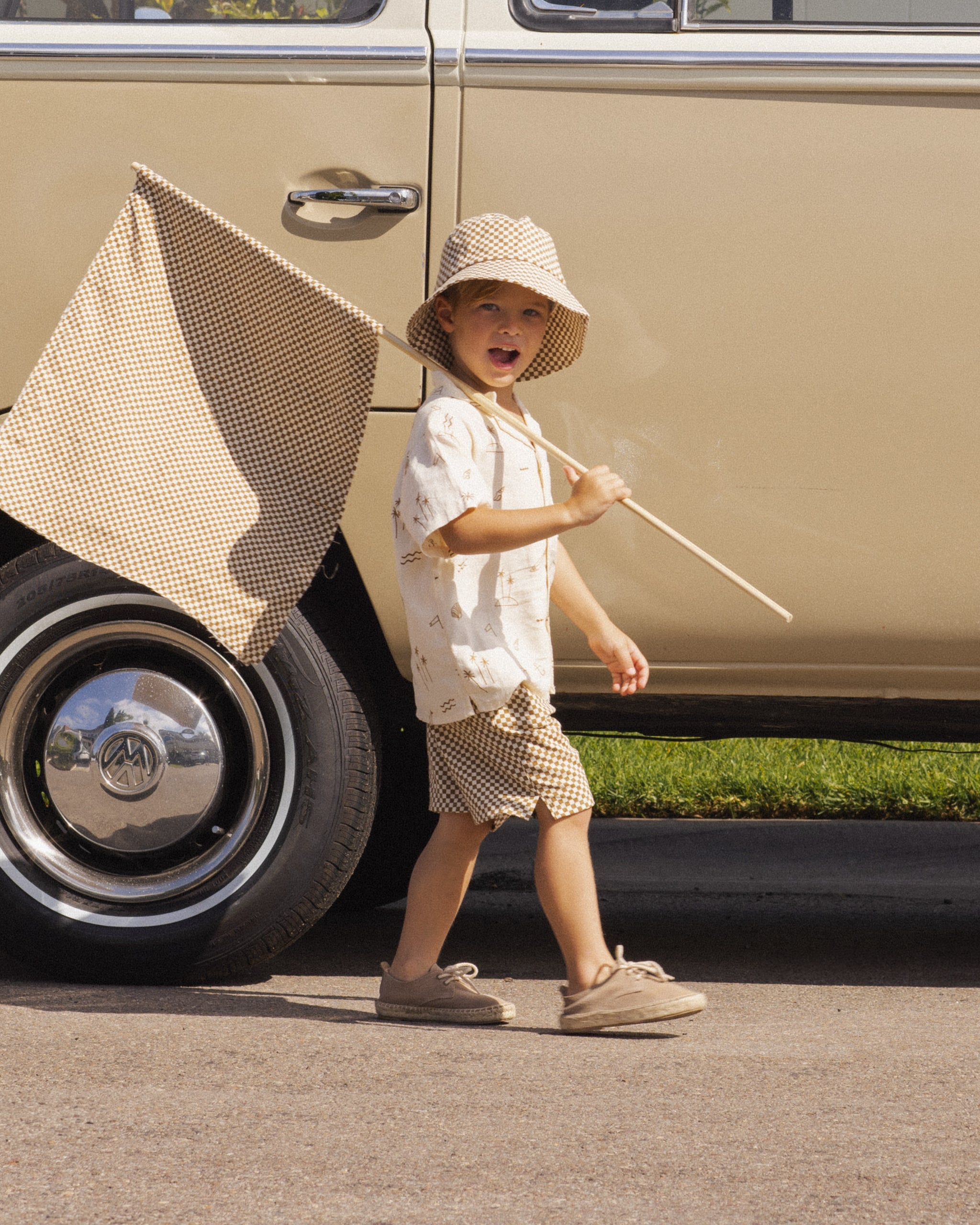 Bucket Hat Ocre Check - Rylee + Cru | Kids Clothes | Trendy Baby Clothes | Modern Infant Outfits |