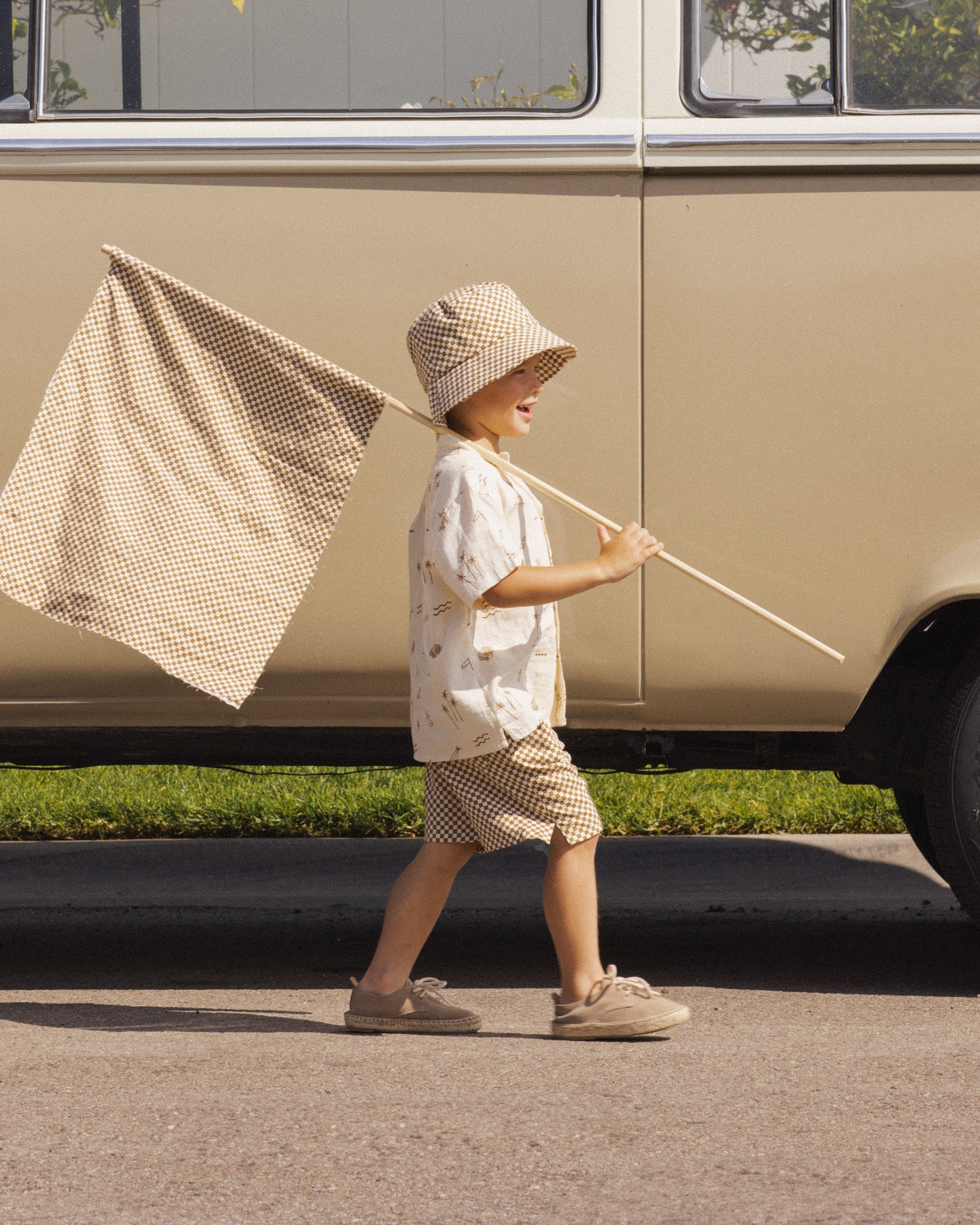 Perry Short Ocre Check - Rylee + Cru | Kids Clothes | Trendy Baby Clothes | Modern Infant Outfits |