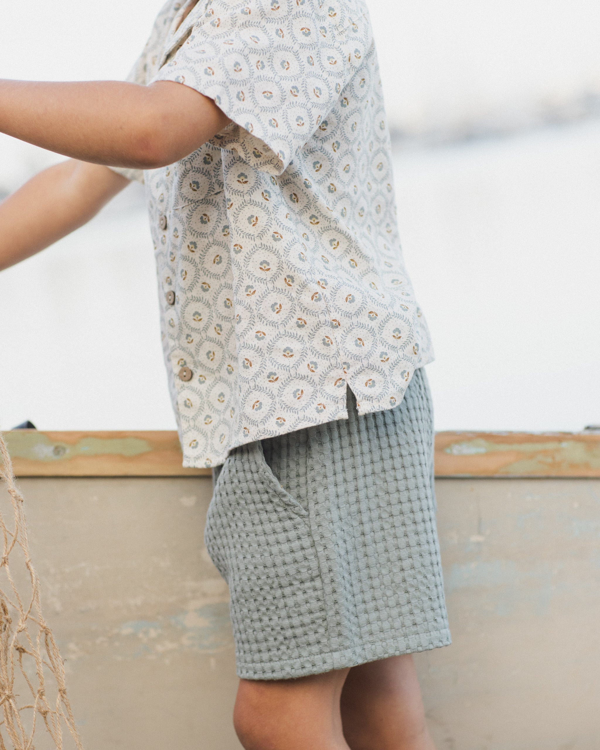 Lapel Collar Shirt Green Fleur - Rylee + Cru | Kids Clothes | Trendy Baby Clothes | Modern Infant Outfits |