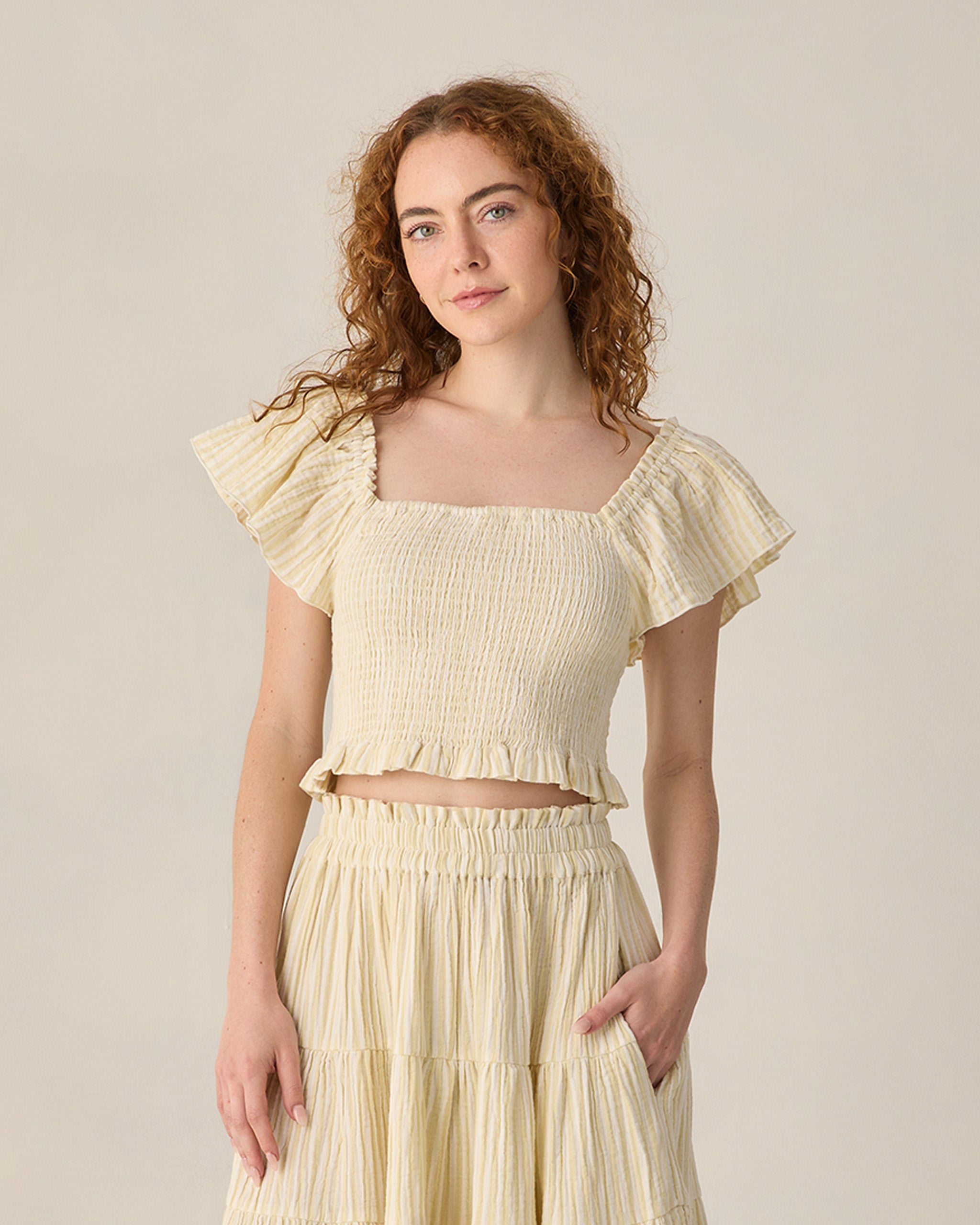 Women's Zayla Top Citron Stripe - Rylee + Cru | Kids Clothes | Trendy Baby Clothes | Modern Infant Outfits |