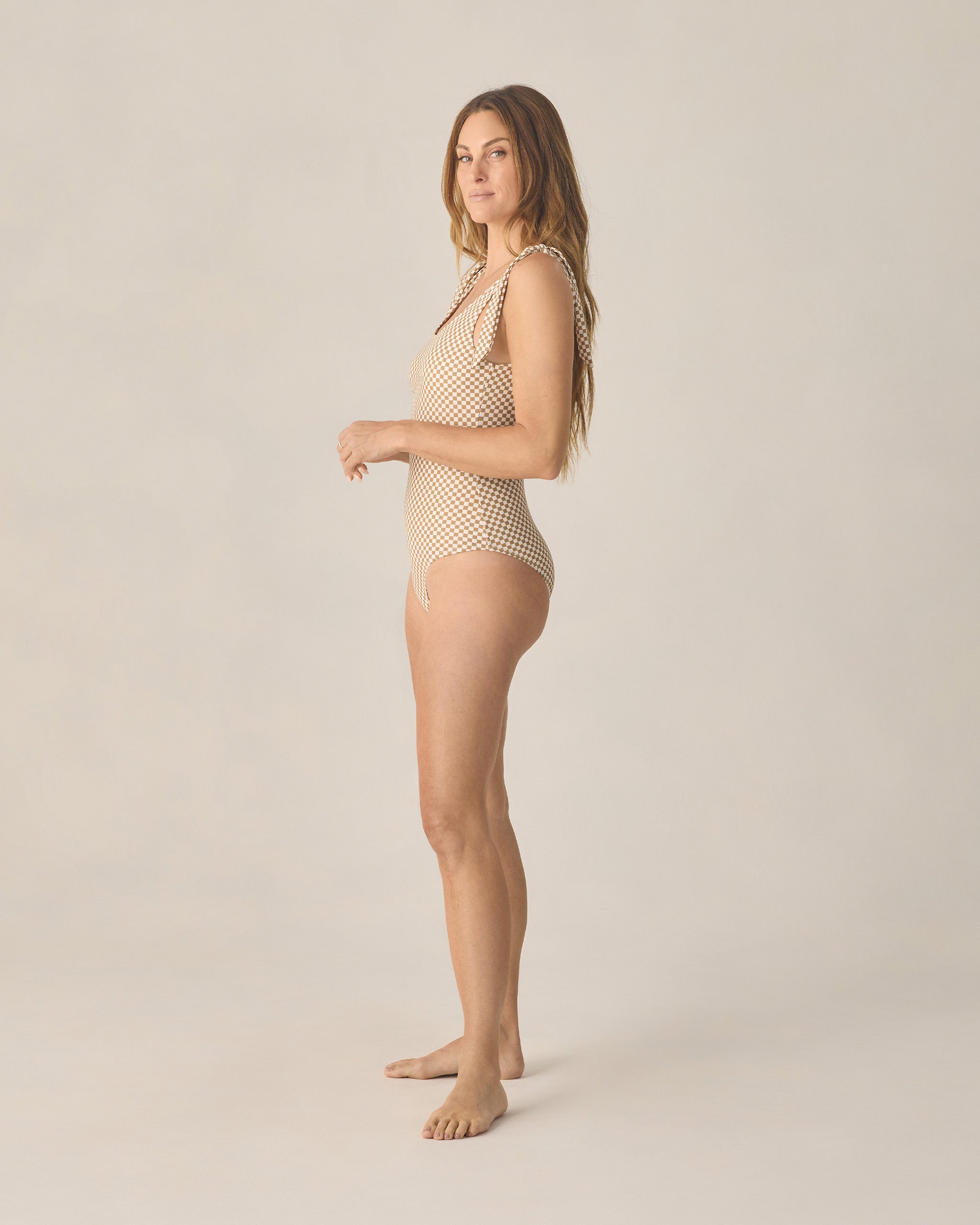 Women's Millie One-Piece Ocre Check - Rylee + Cru | Kids Clothes | Trendy Baby Clothes | Modern Infant Outfits |