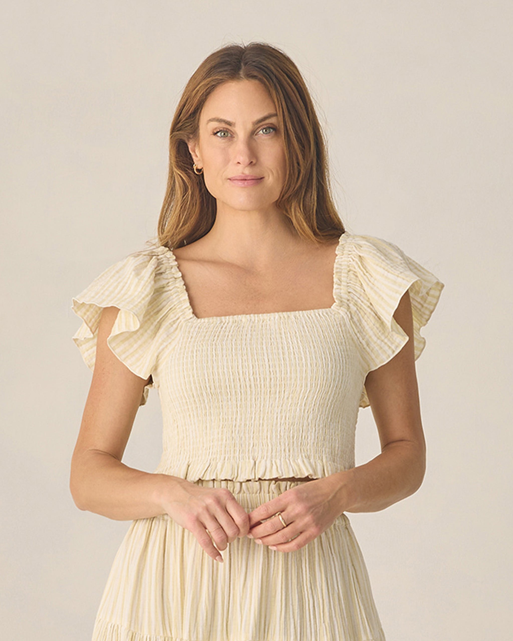 Women's Zayla Top Citron Stripe - Rylee + Cru | Kids Clothes | Trendy Baby Clothes | Modern Infant Outfits |