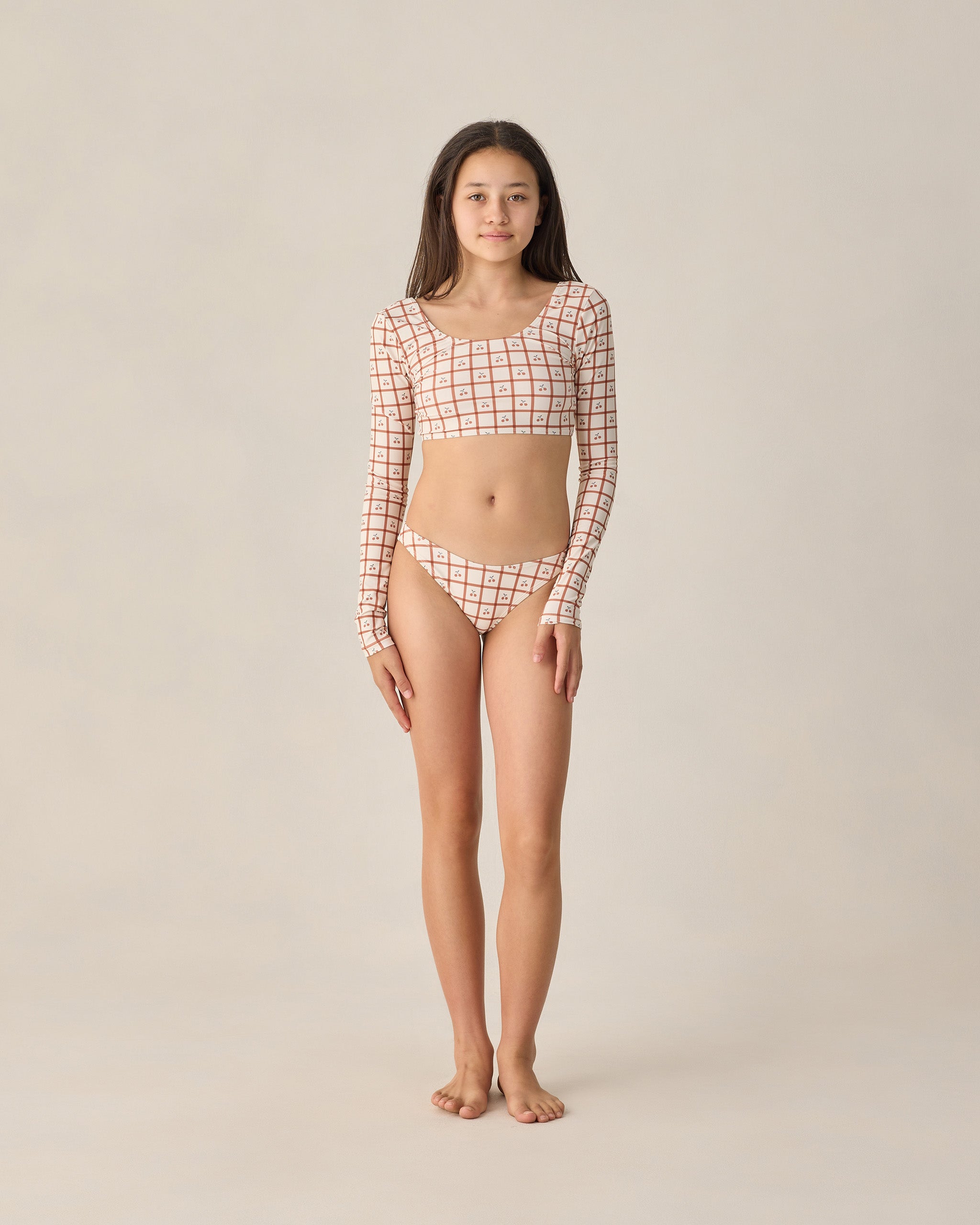 Teen Rashguard Bikini Set Cherry Check - Rylee + Cru | Kids Clothes | Trendy Baby Clothes | Modern Infant Outfits |