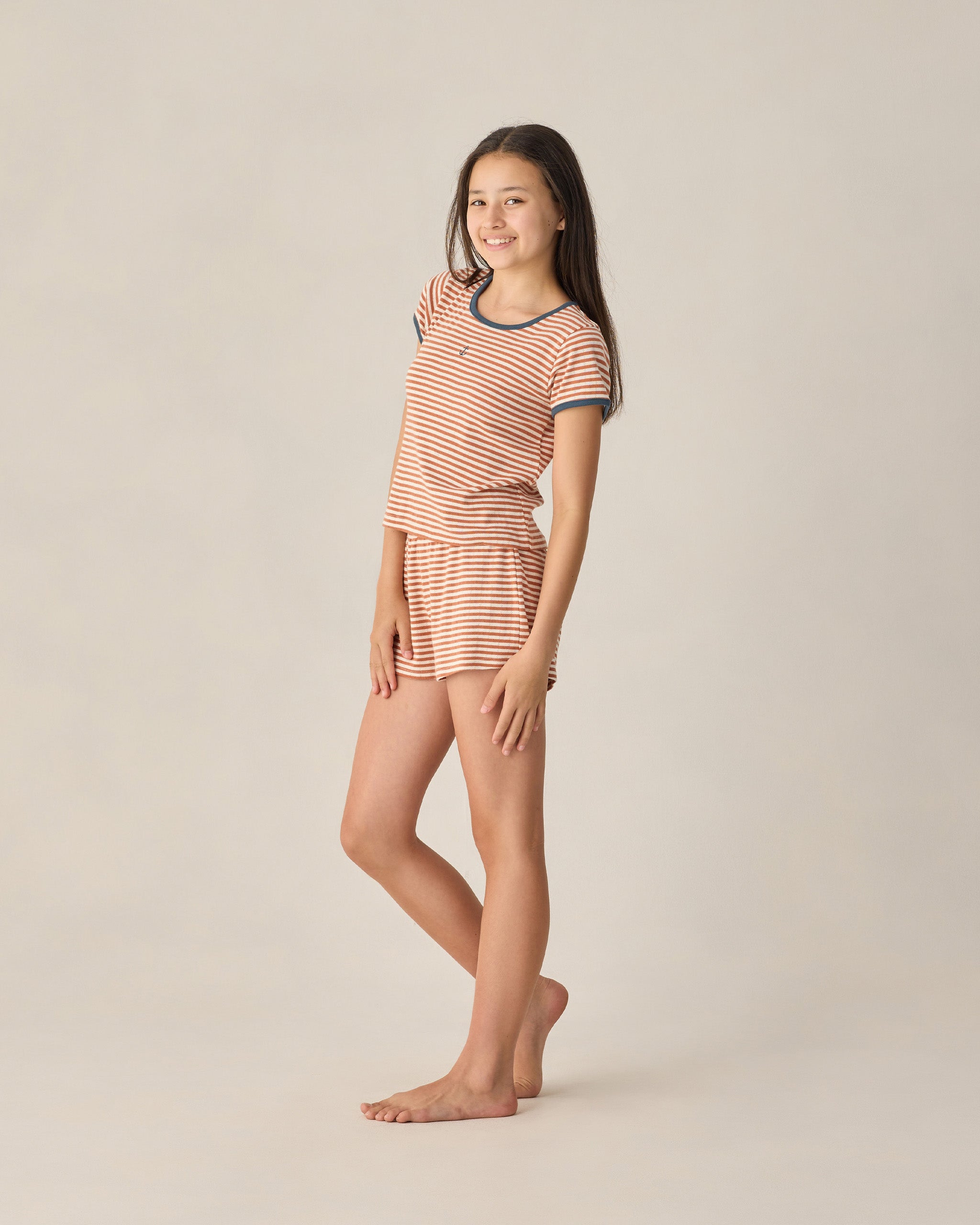 Teen Pointelle Shorts Poppy Stripe - Rylee + Cru | Kids Clothes | Trendy Baby Clothes | Modern Infant Outfits |