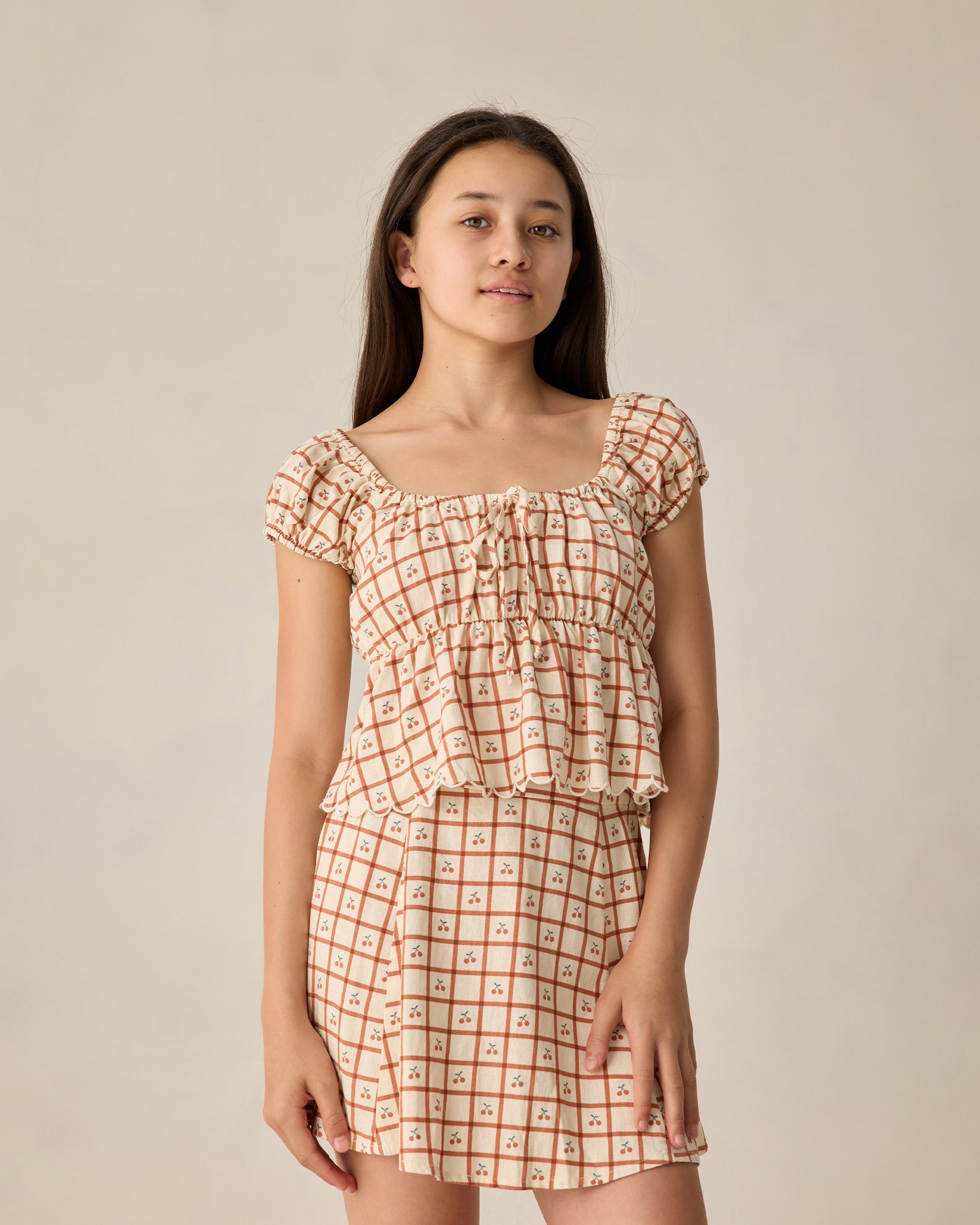 Teen Rachel Skirt Cherry Check - Rylee + Cru | Kids Clothes | Trendy Baby Clothes | Modern Infant Outfits |