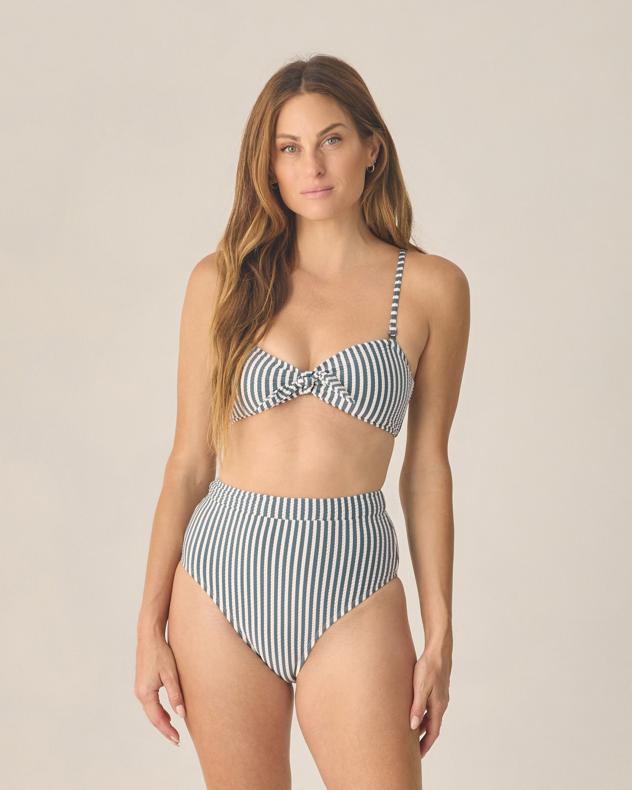Women's High Waisted Bikini Bottom Navy Stripe - Rylee + Cru | Kids Clothes | Trendy Baby Clothes | Modern Infant Outfits |