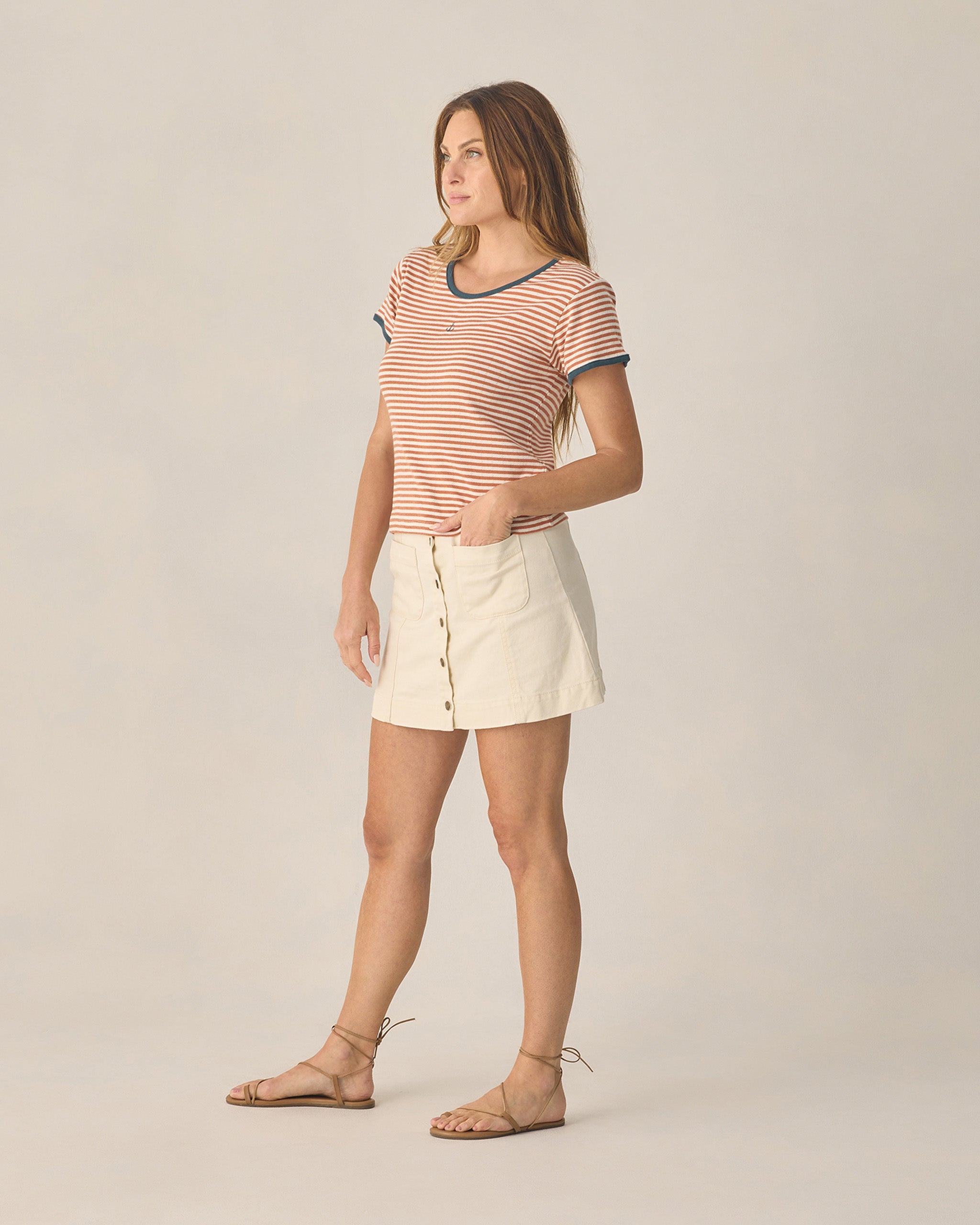 Women's Pointelle Tee Poppy Stripe - Rylee + Cru | Kids Clothes | Trendy Baby Clothes | Modern Infant Outfits |