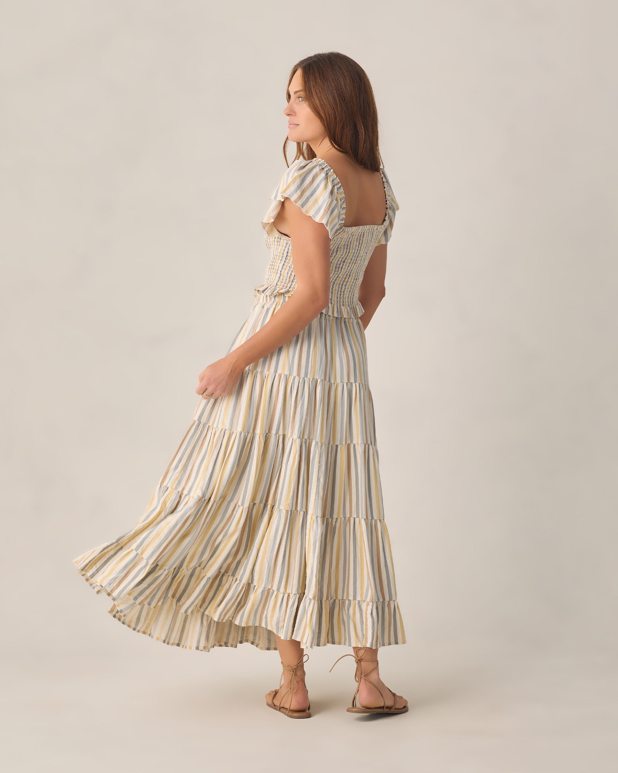 Women's Ruffle Tiered Maxi Skirt Valencia Stripe - Rylee + Cru | Kids Clothes | Trendy Baby Clothes | Modern Infant Outfits |