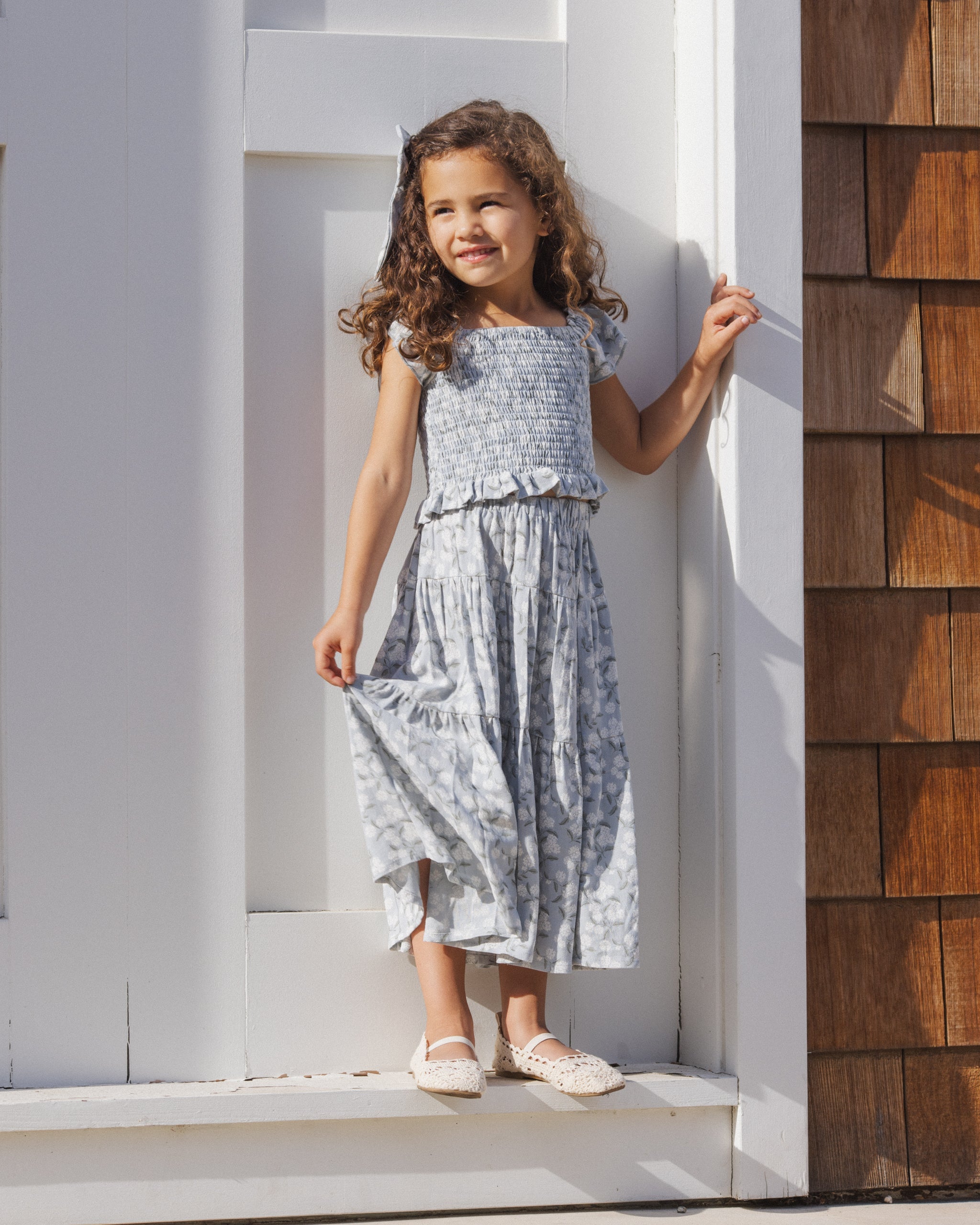 Tiered Midi Skirt Hydrangea - Rylee + Cru | Kids Clothes | Trendy Baby Clothes | Modern Infant Outfits |