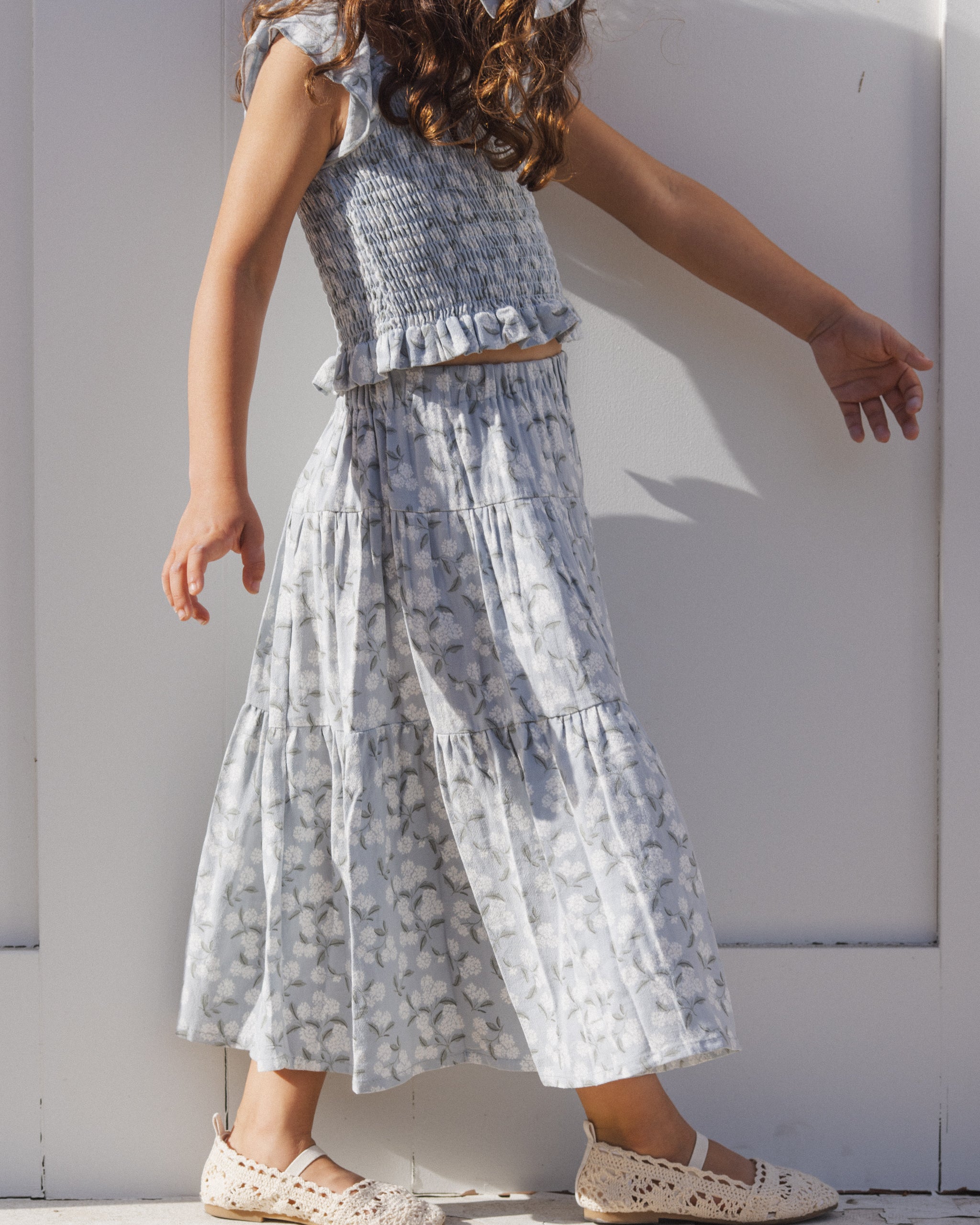 Tiered Midi Skirt Hydrangea - Rylee + Cru | Kids Clothes | Trendy Baby Clothes | Modern Infant Outfits |