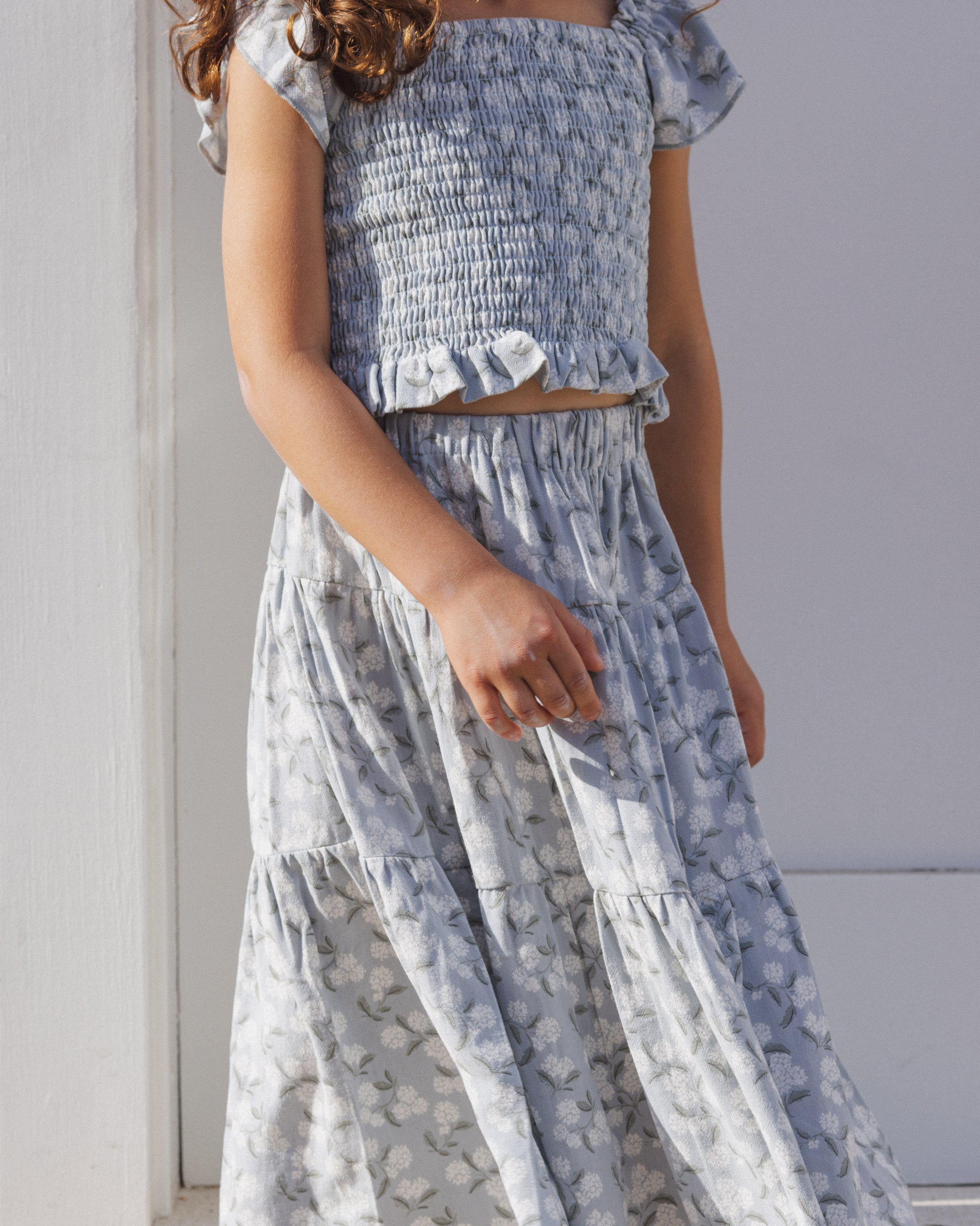 Tiered Midi Skirt Hydrangea - Rylee + Cru | Kids Clothes | Trendy Baby Clothes | Modern Infant Outfits |