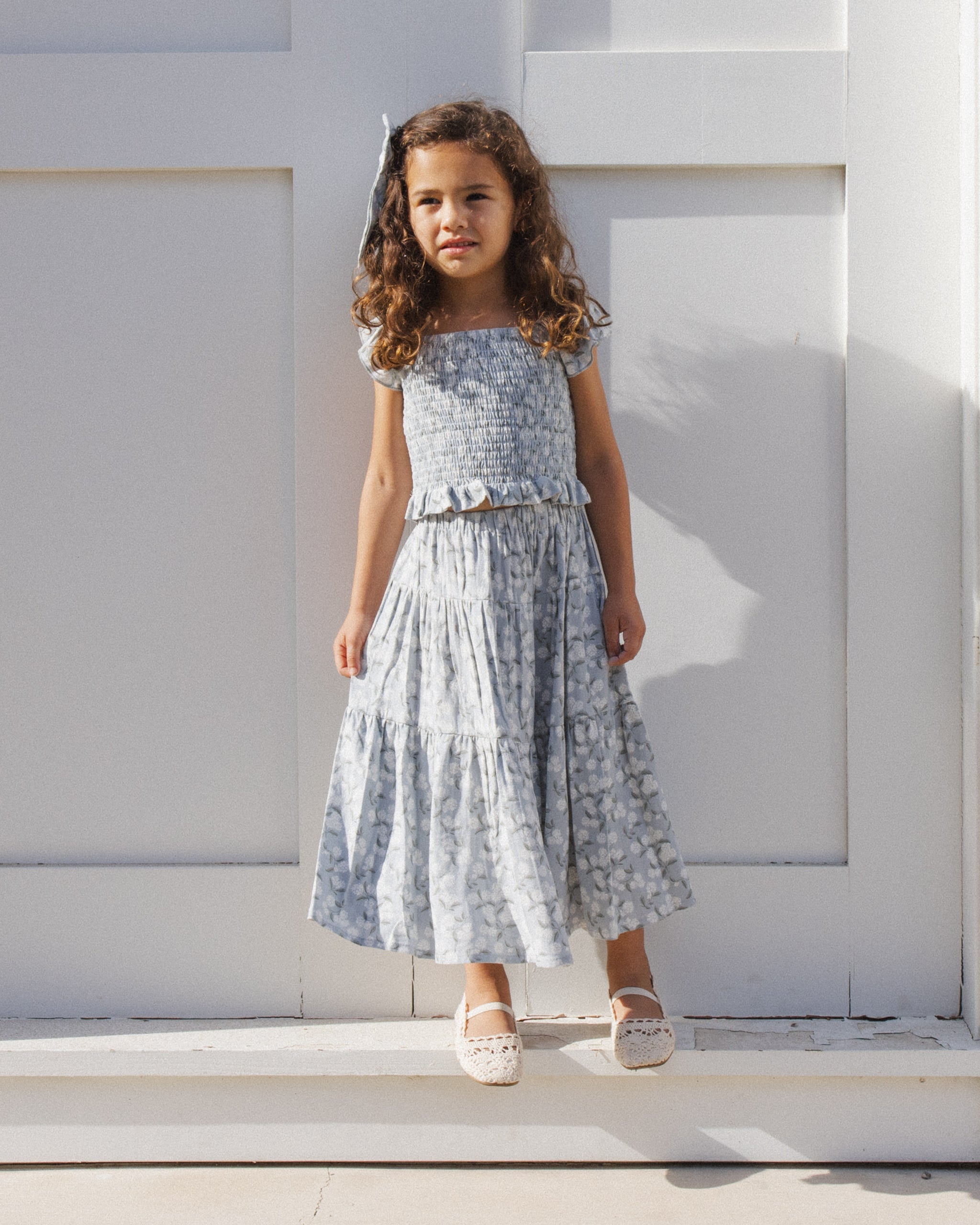 Tiered Midi Skirt Hydrangea - Rylee + Cru | Kids Clothes | Trendy Baby Clothes | Modern Infant Outfits |