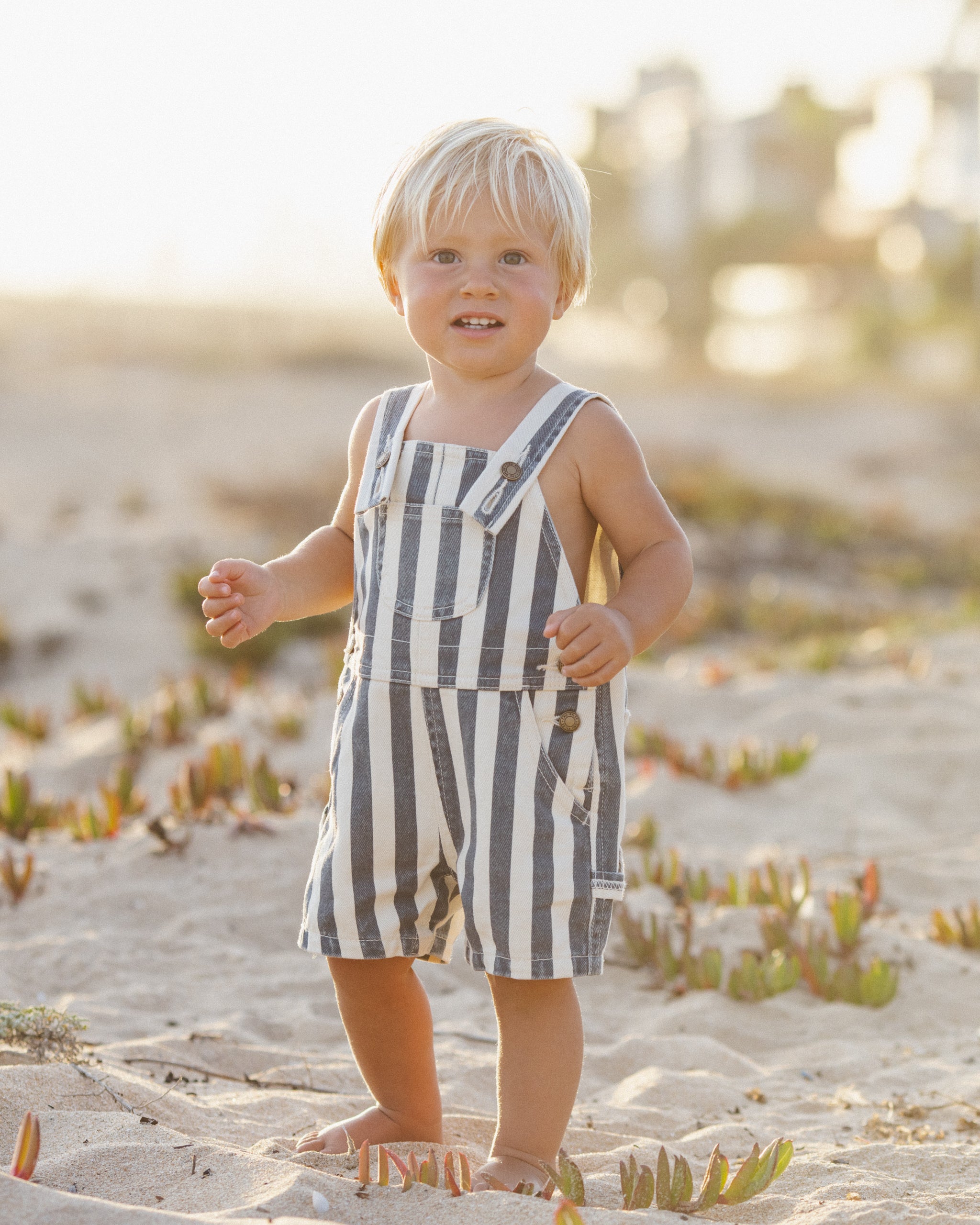 Denim Shortall Navy Stripe - Rylee + Cru | Kids Clothes | Trendy Baby Clothes | Modern Infant Outfits |