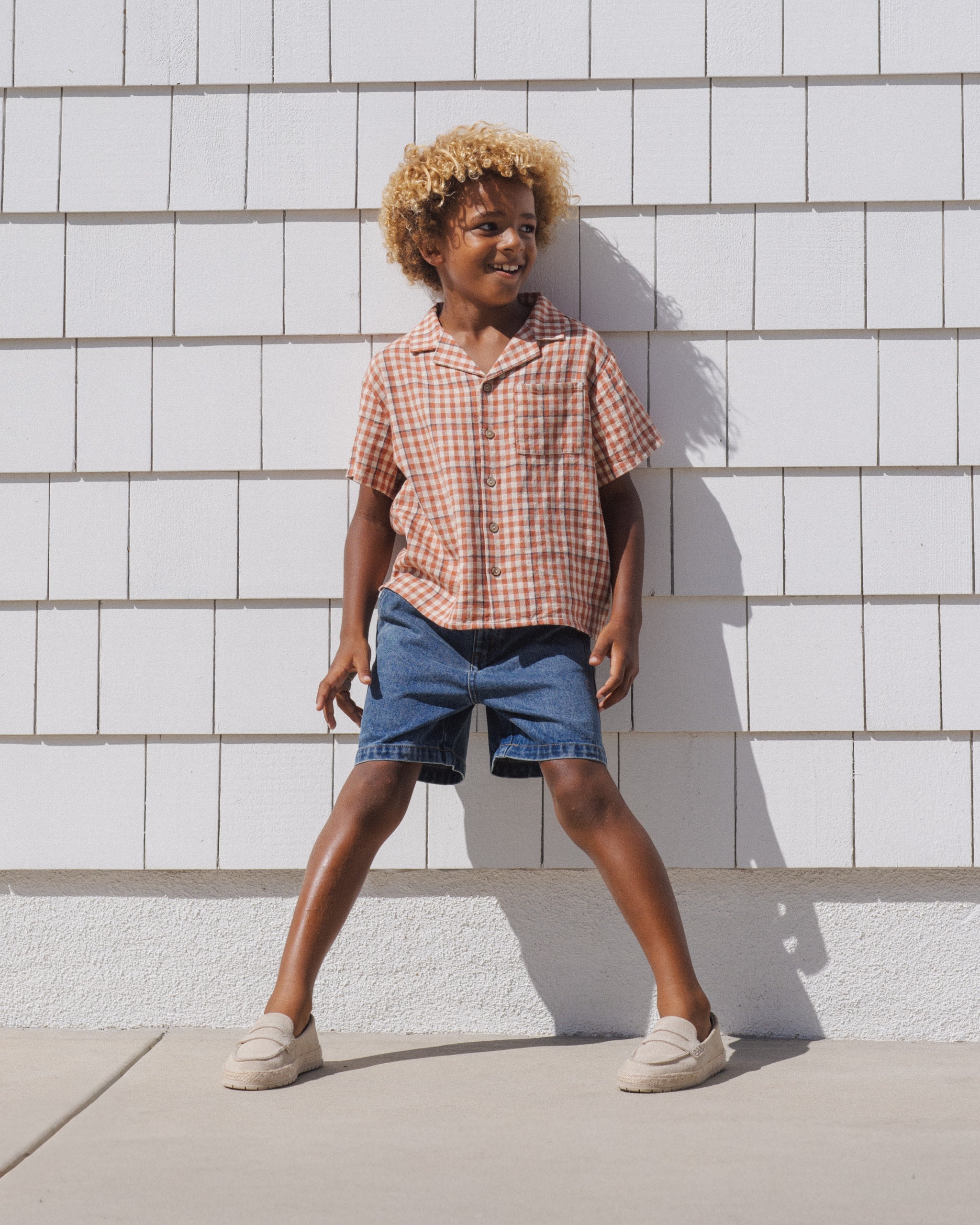 Lapel Collar Shirt Poppy Gingham - Rylee + Cru | Kids Clothes | Trendy Baby Clothes | Modern Infant Outfits |